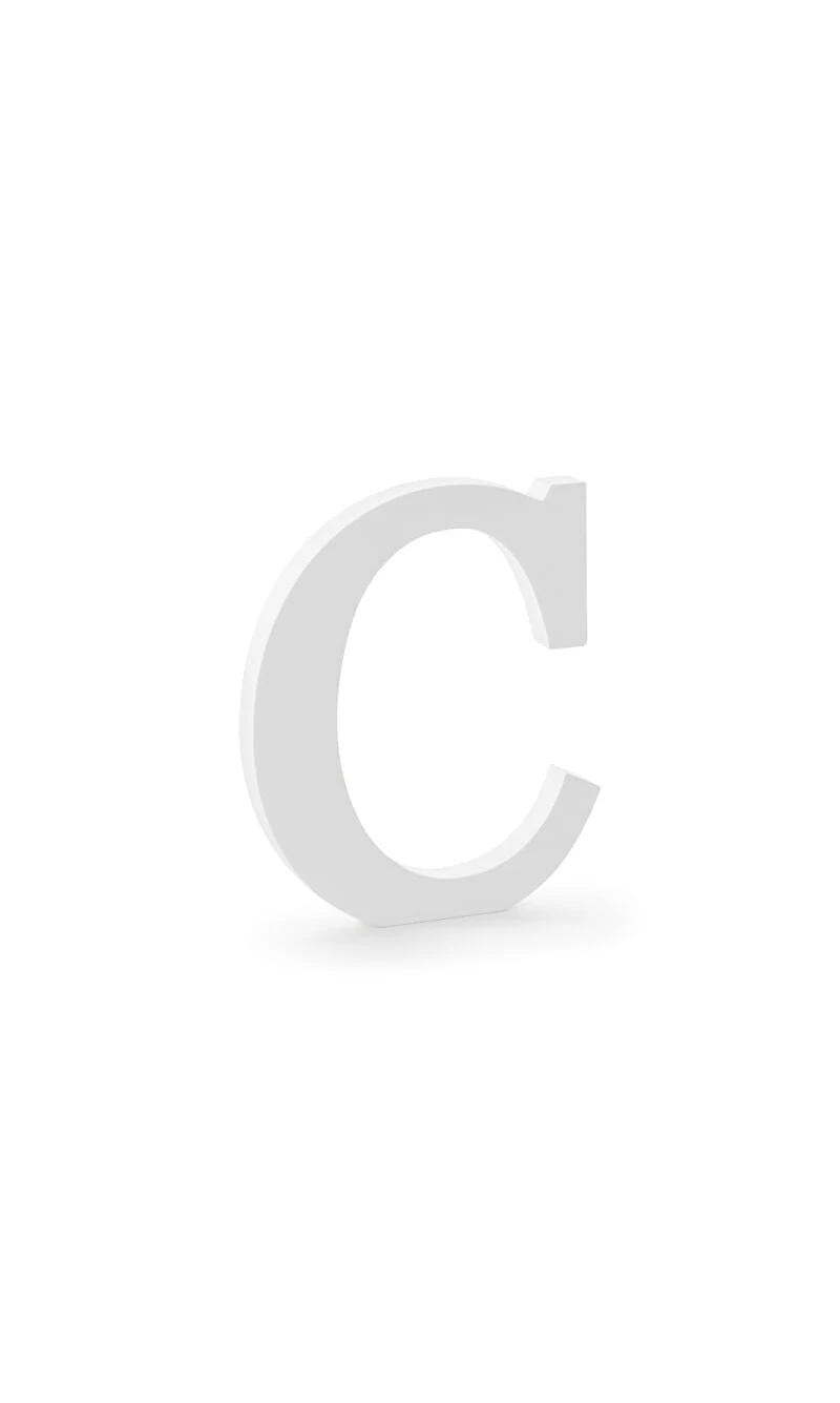 Wooden Letter C, White, 17x20cm