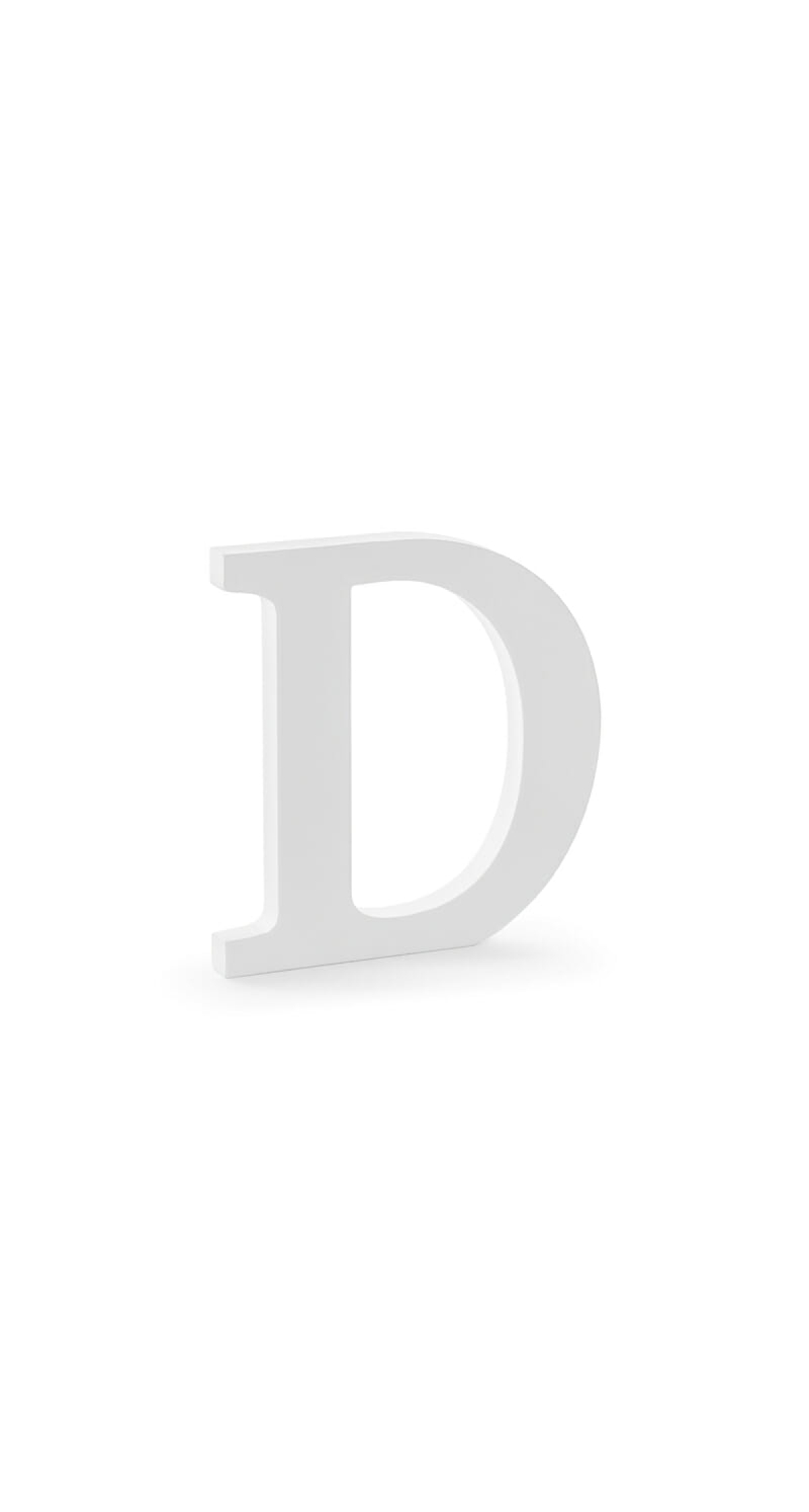Wooden Letter D, White, 19.5x20cm