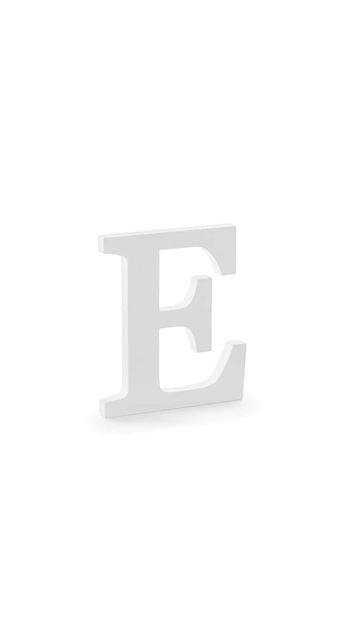 Wooden Letter E, White, 17x20cm
