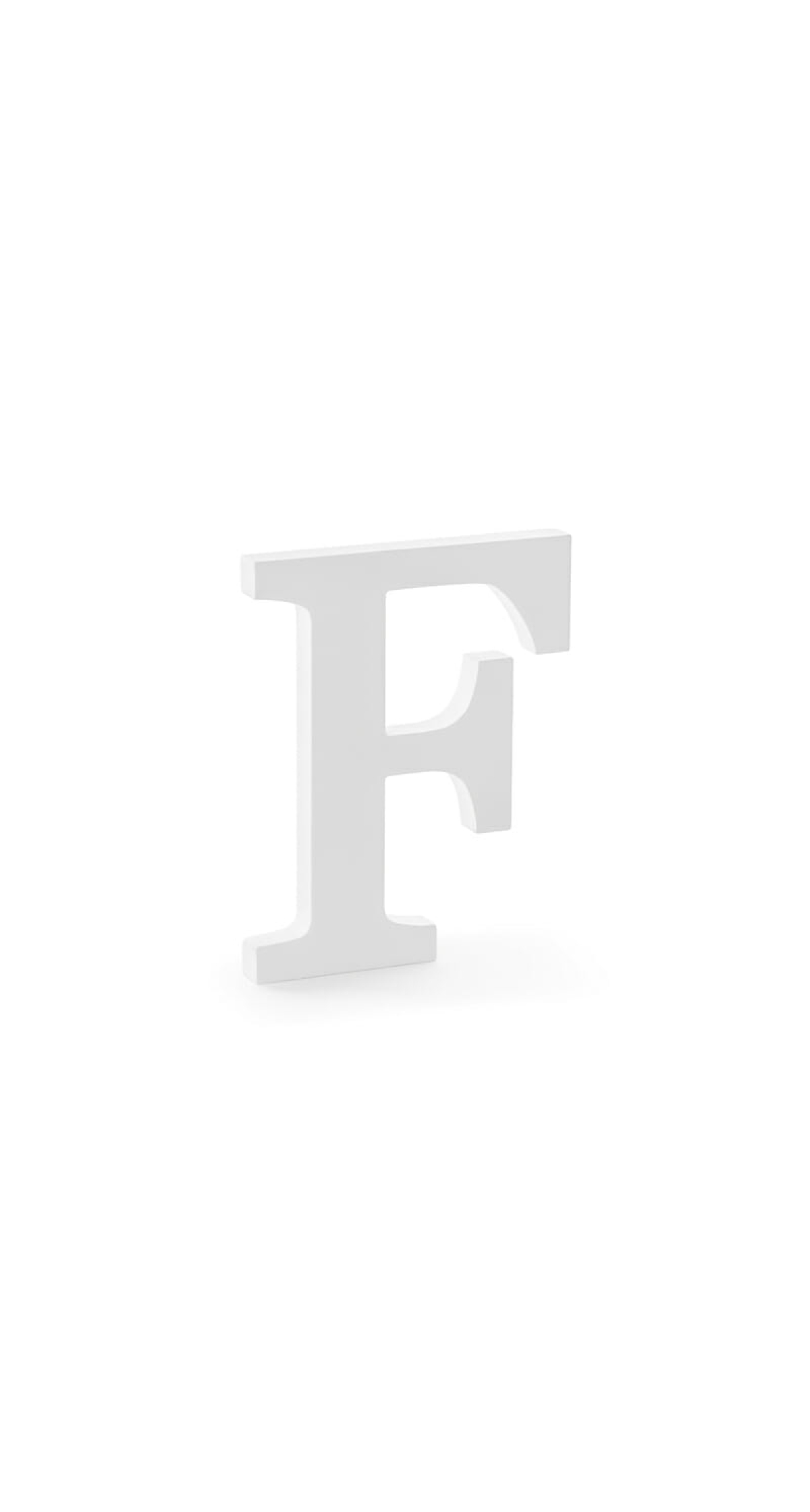 Wooden Letter F, White, 16x20cm