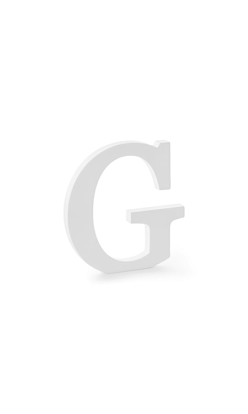 Wooden Letter G, White, 19.5x20cm