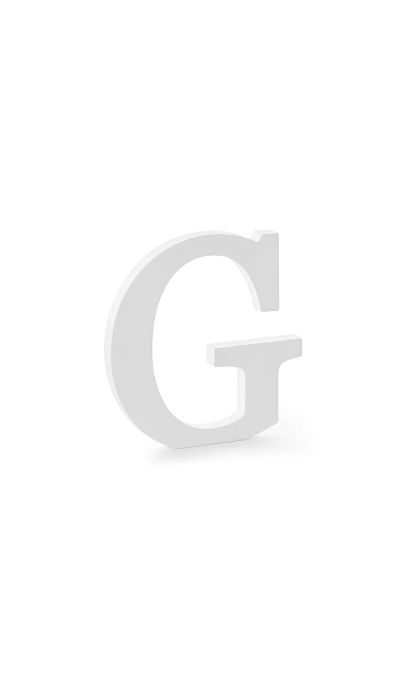 Wooden Letter G, White, 19.5x20cm