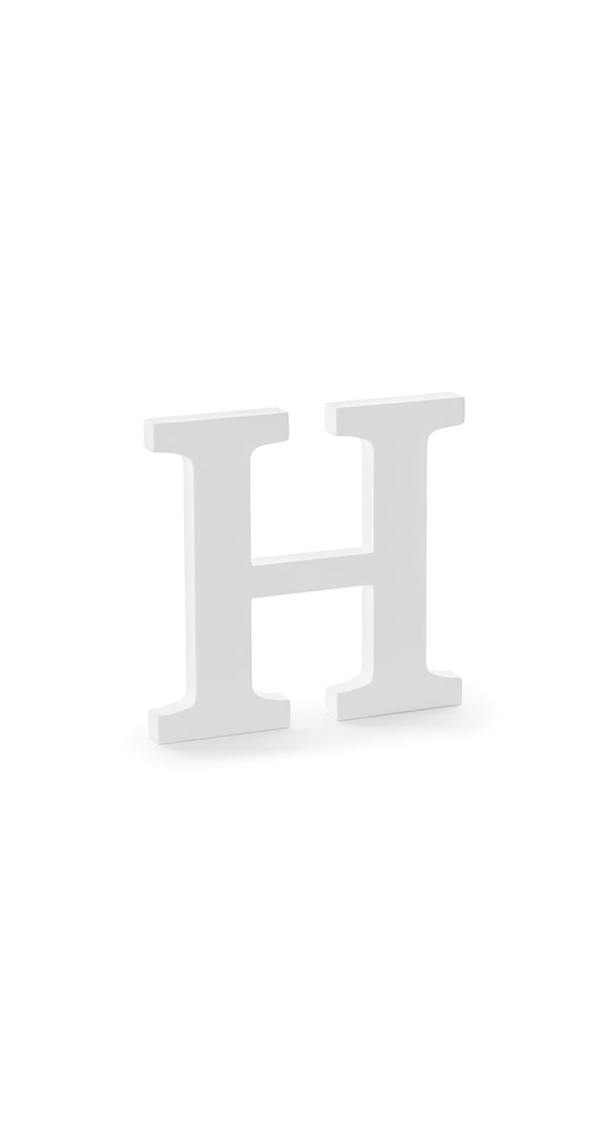 Wooden Letter H, White, 21x20cm