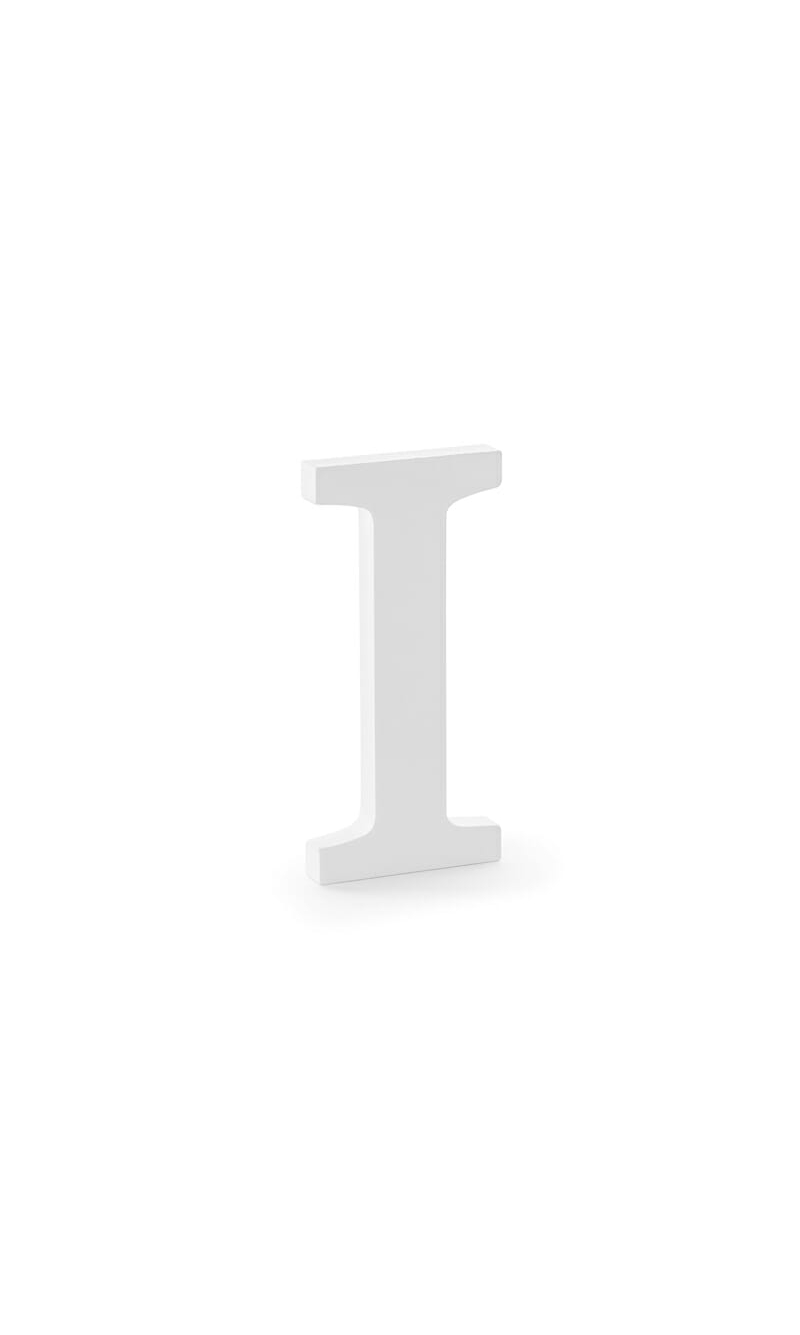 Wooden Letter I, White, 9.5x20cm
