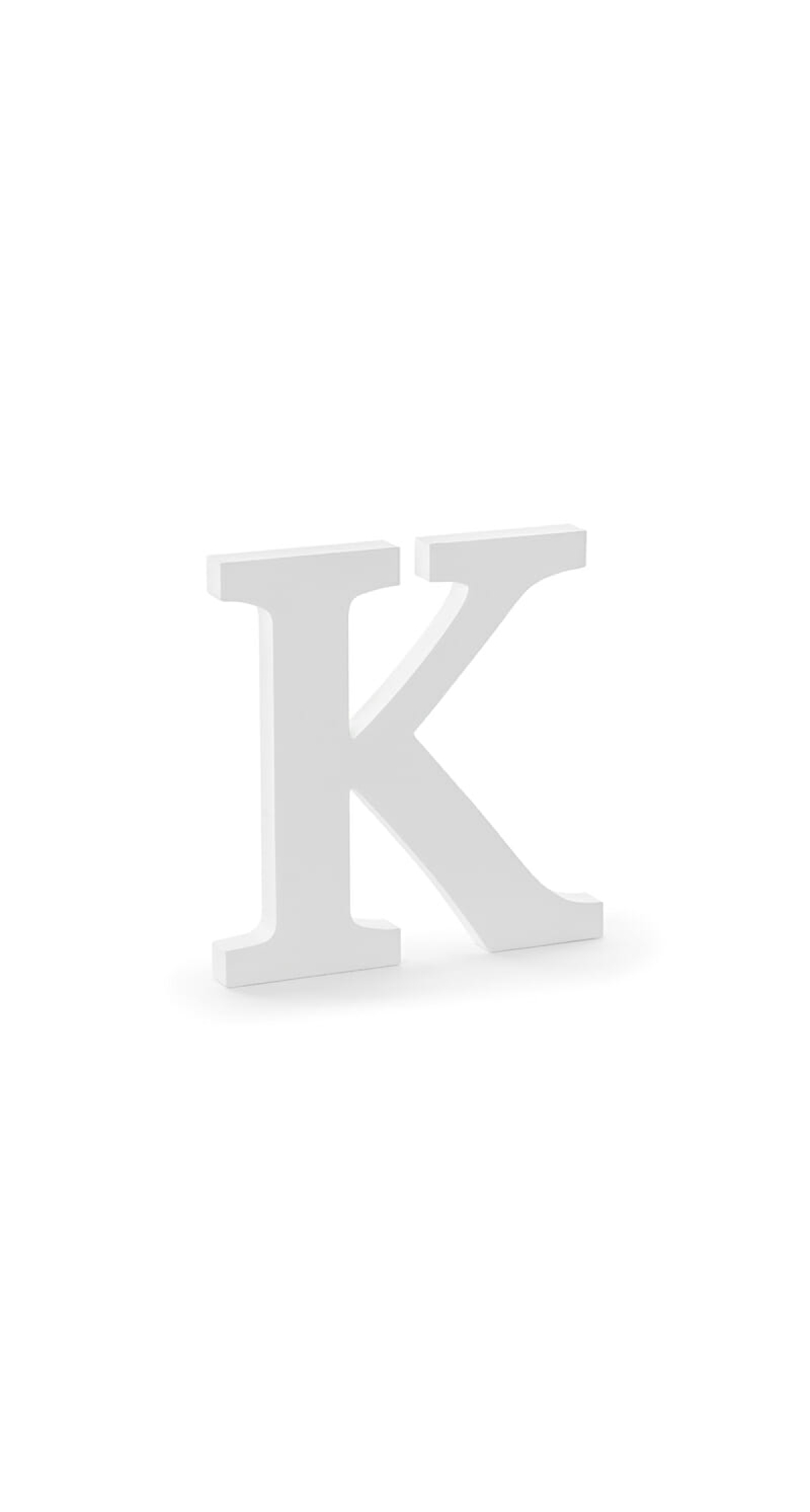 Wooden Letter K, White, 19.5x20cm