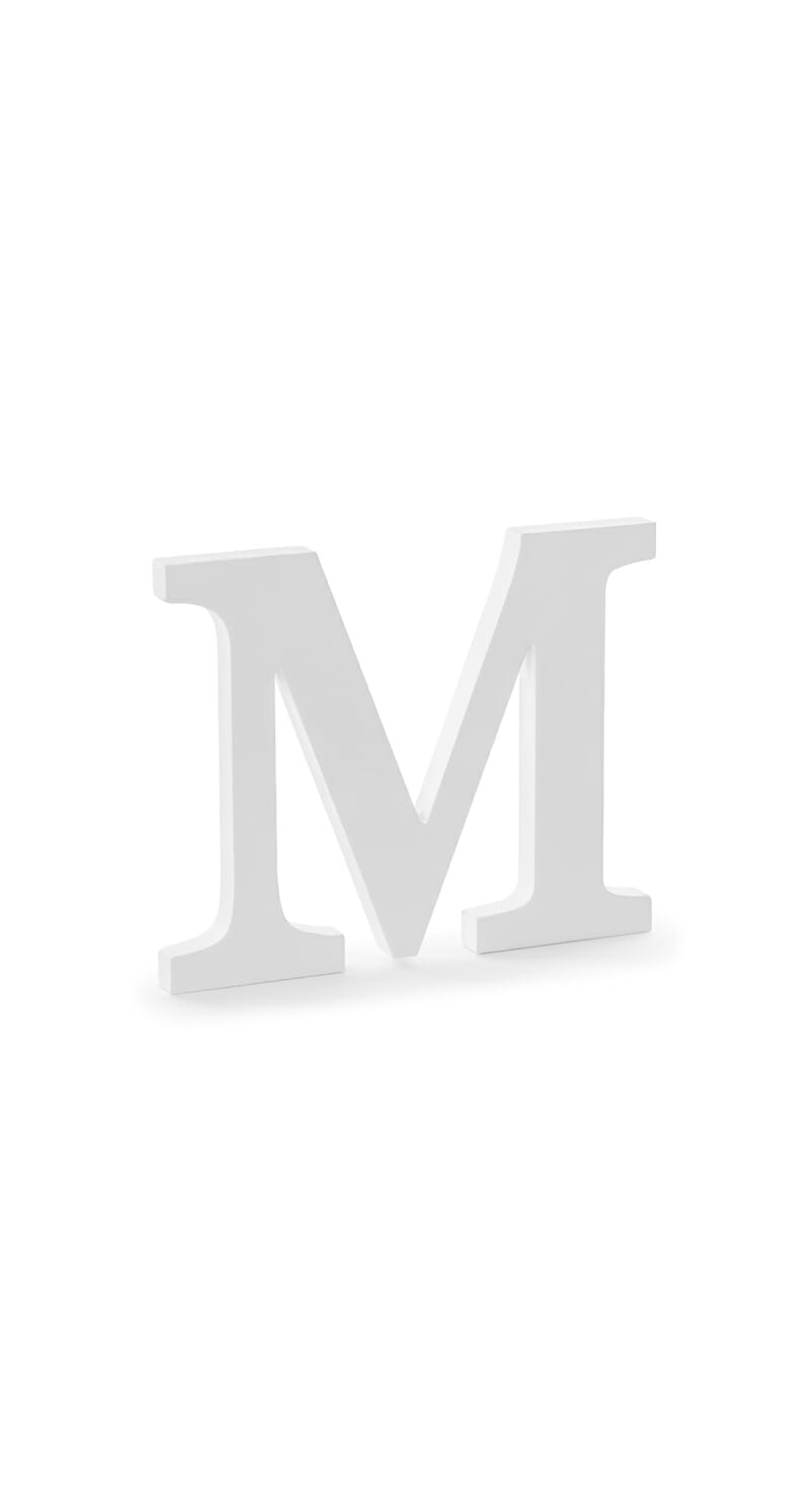 Wooden Letter M, White, 25x20cm