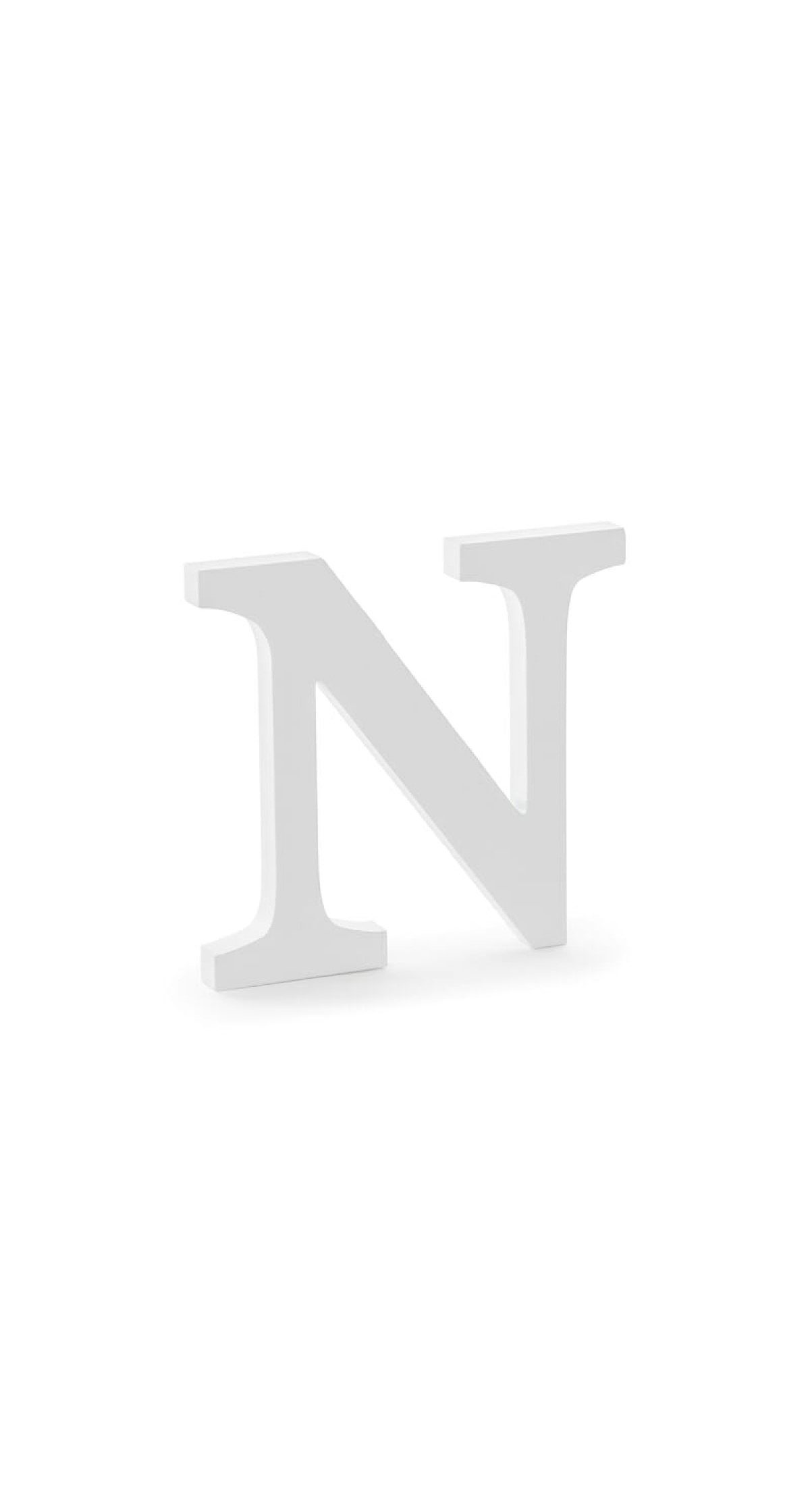 Wooden Letter N, White, 21.5x20cm