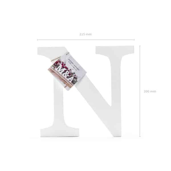 Wooden Letter N, White, 21.5x20cm