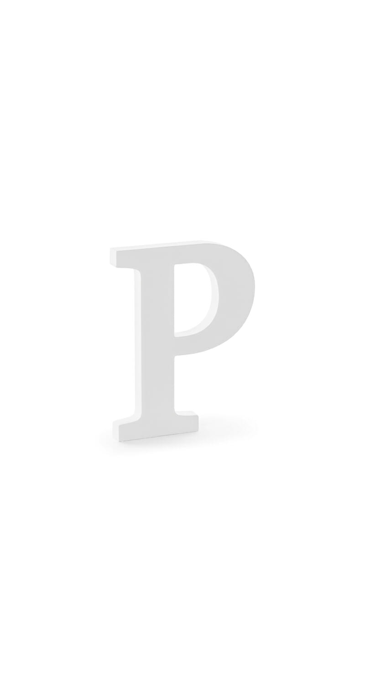 Wooden Letter P, White, 15.5x20cm