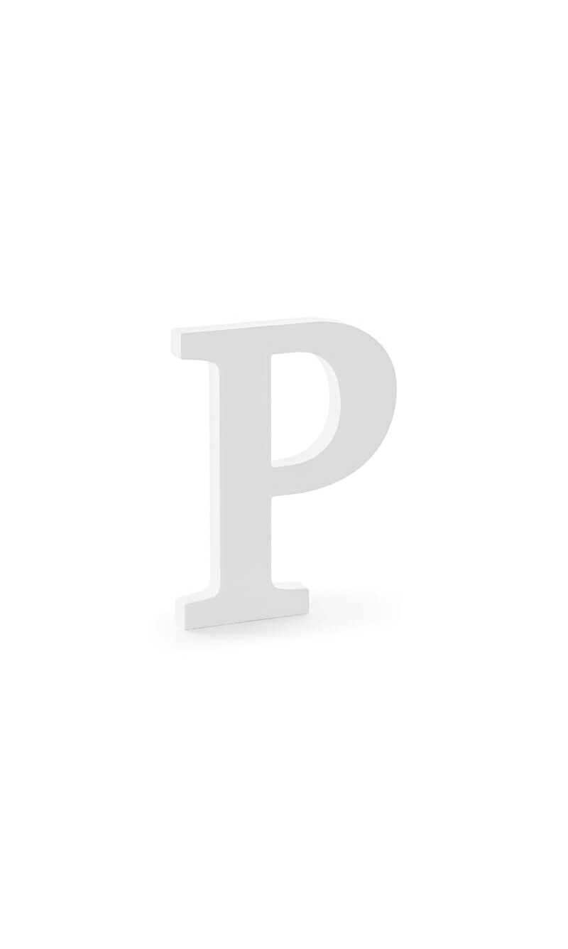 Wooden Letter P, White, 15.5x20cm