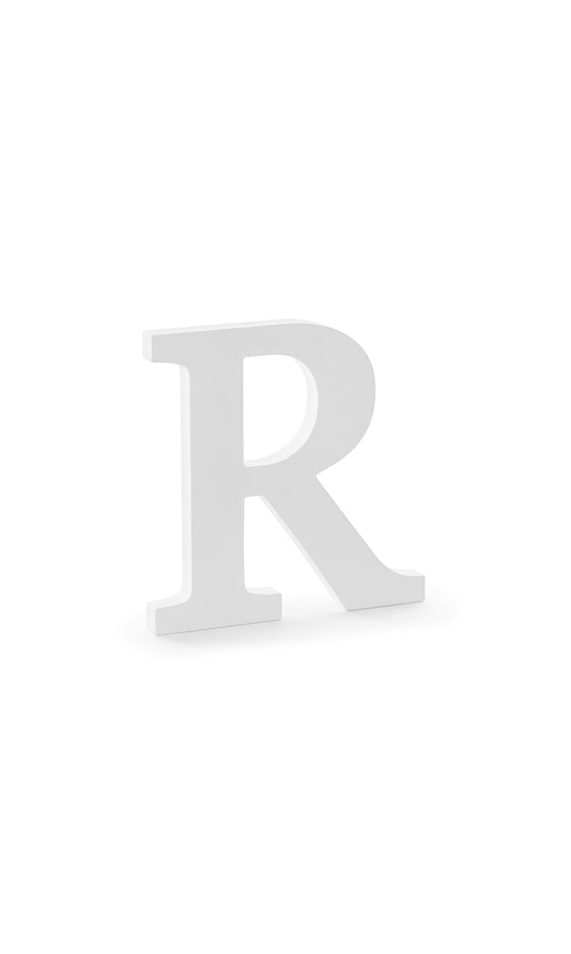 Wooden Letter R, White, 19.5x20cm