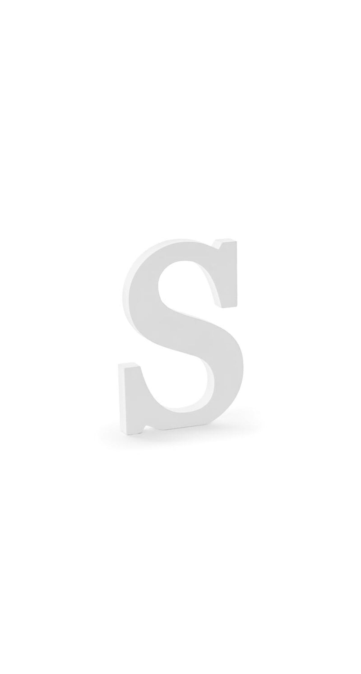 Wooden Letter S, White, 14x20cm