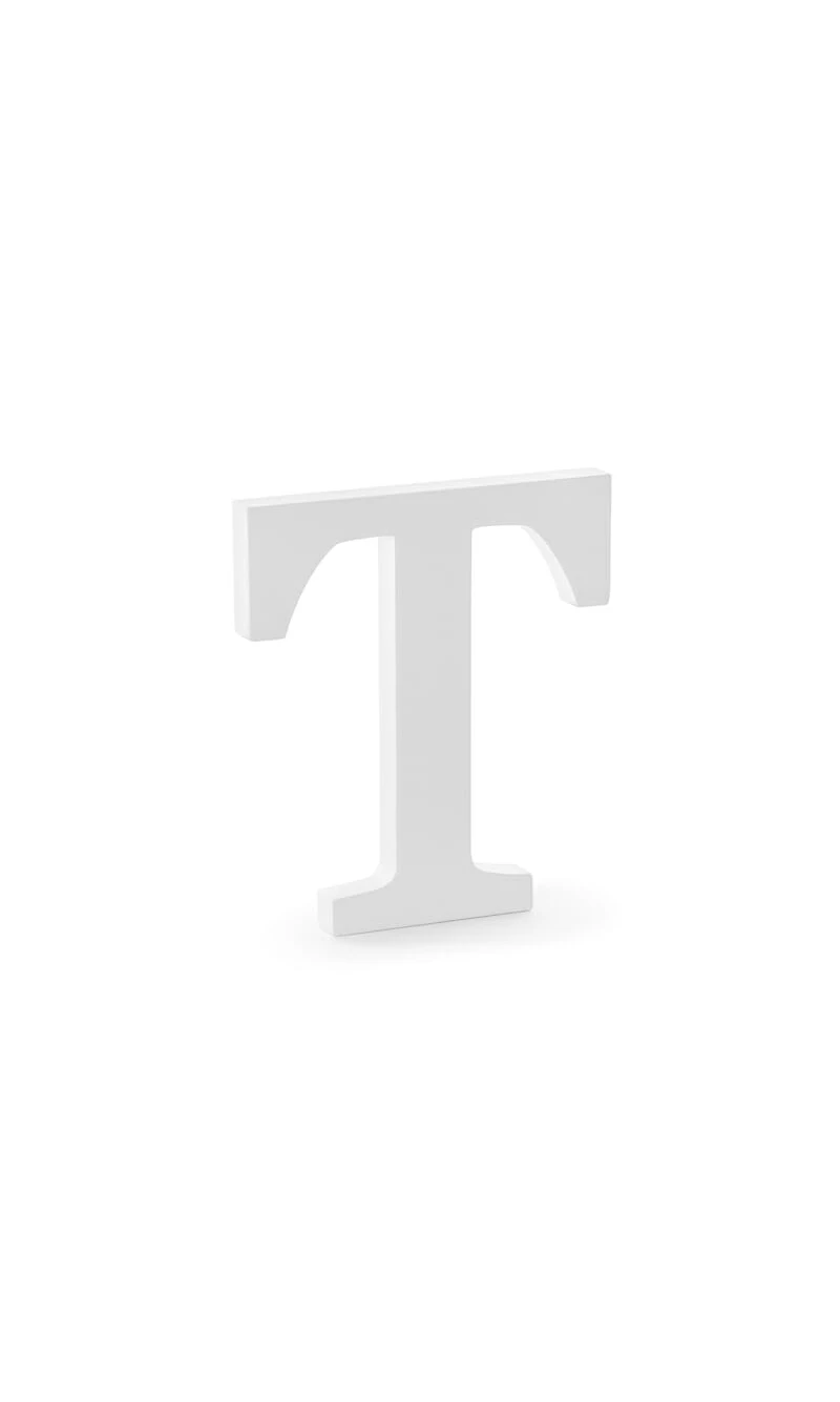 Wooden Letter T, White, 17.5x20cm