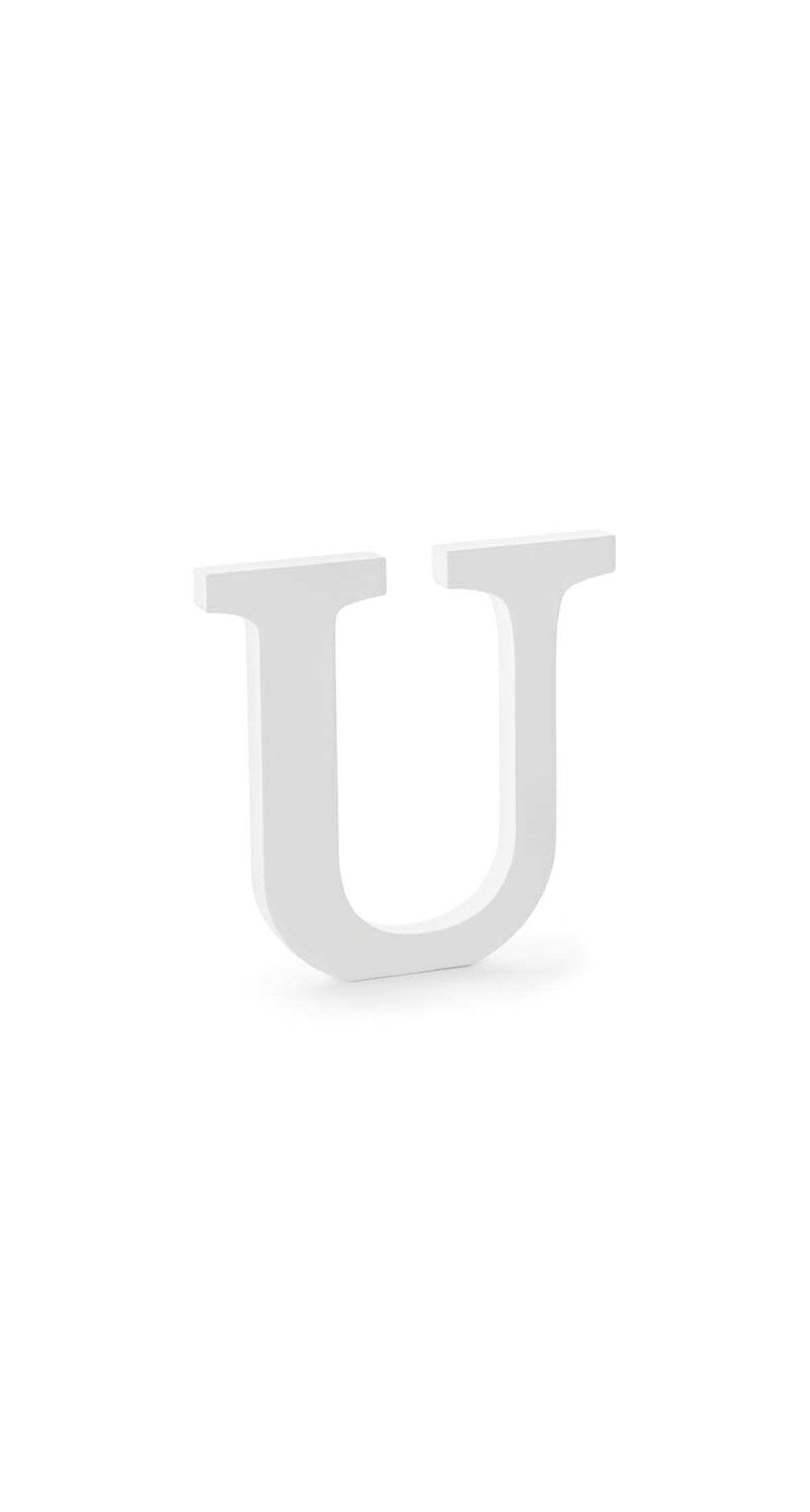 Wooden Letter U, White, 20.5x20cm