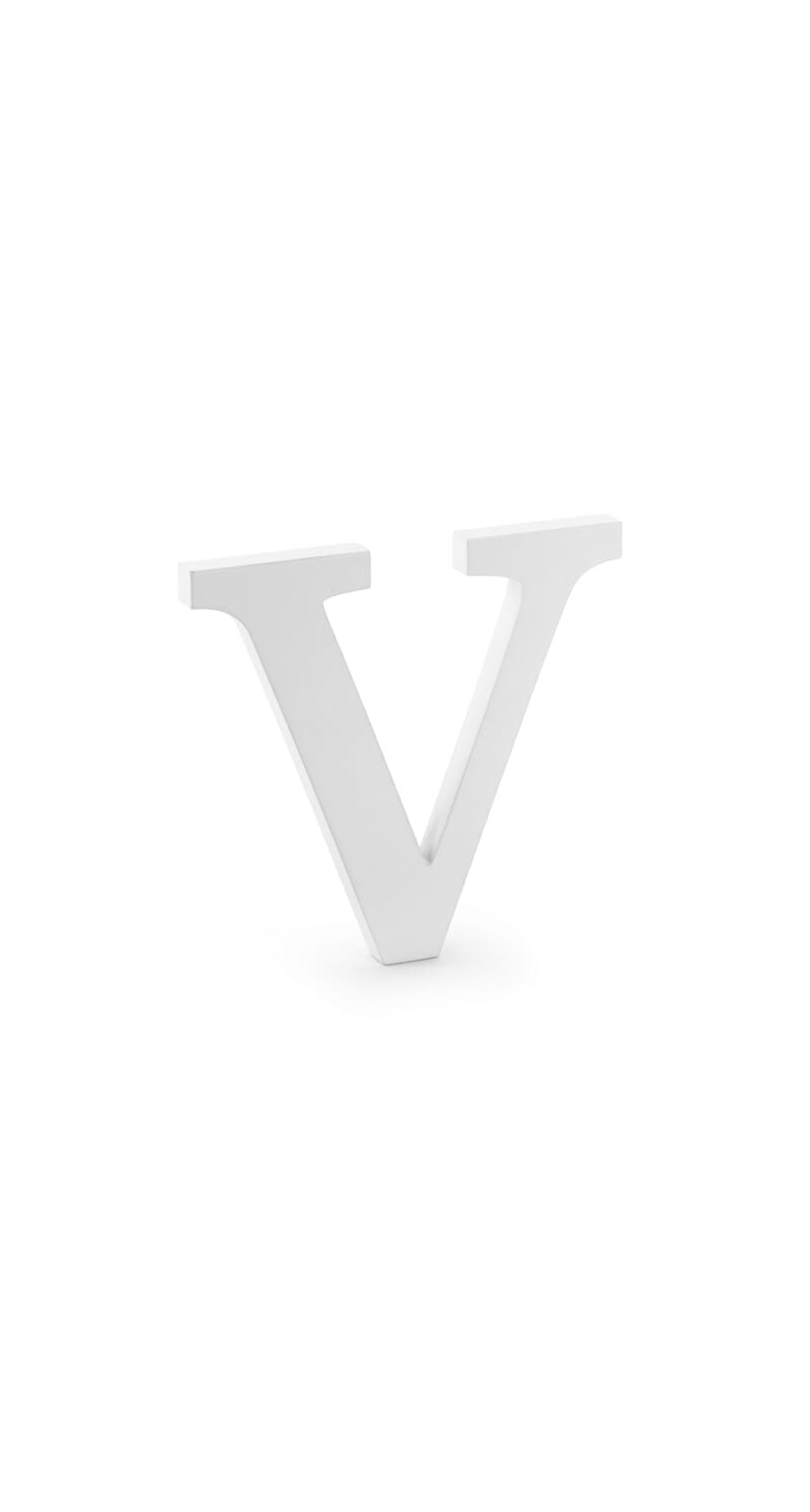 Wooden Letter V, White, 21x20cm