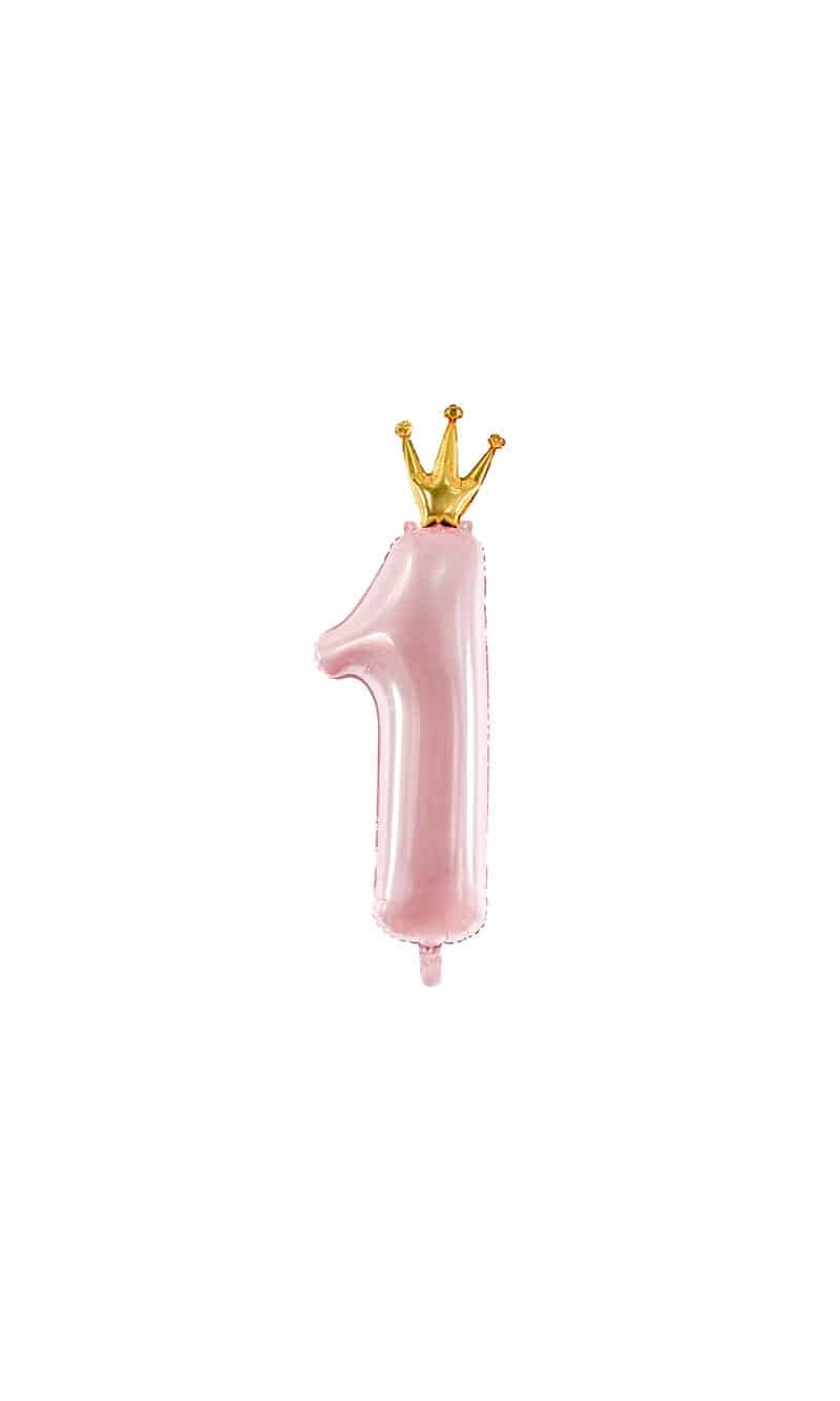Foil Balloon Number ''1'', 37x100cm, Light Pink