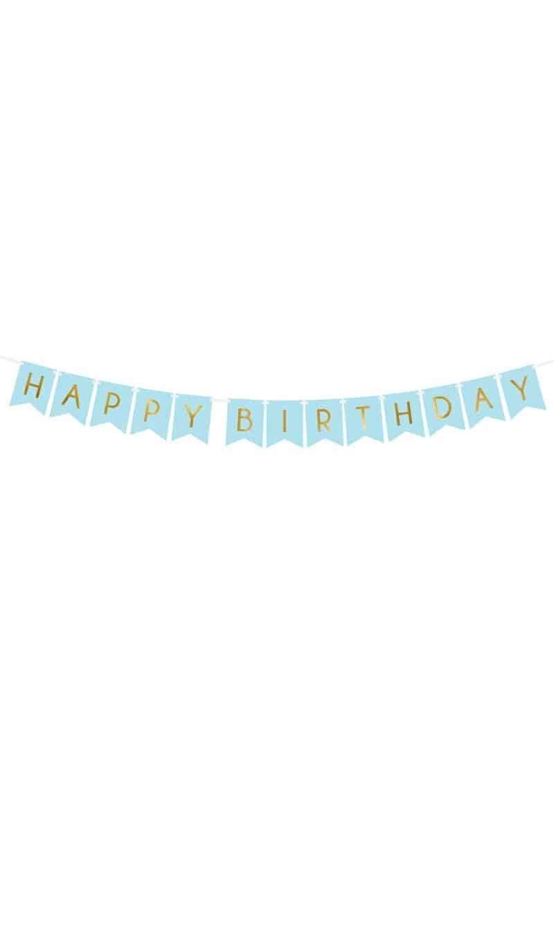 Banner Happy Birthday, Light Blue, 15 x 175 cm