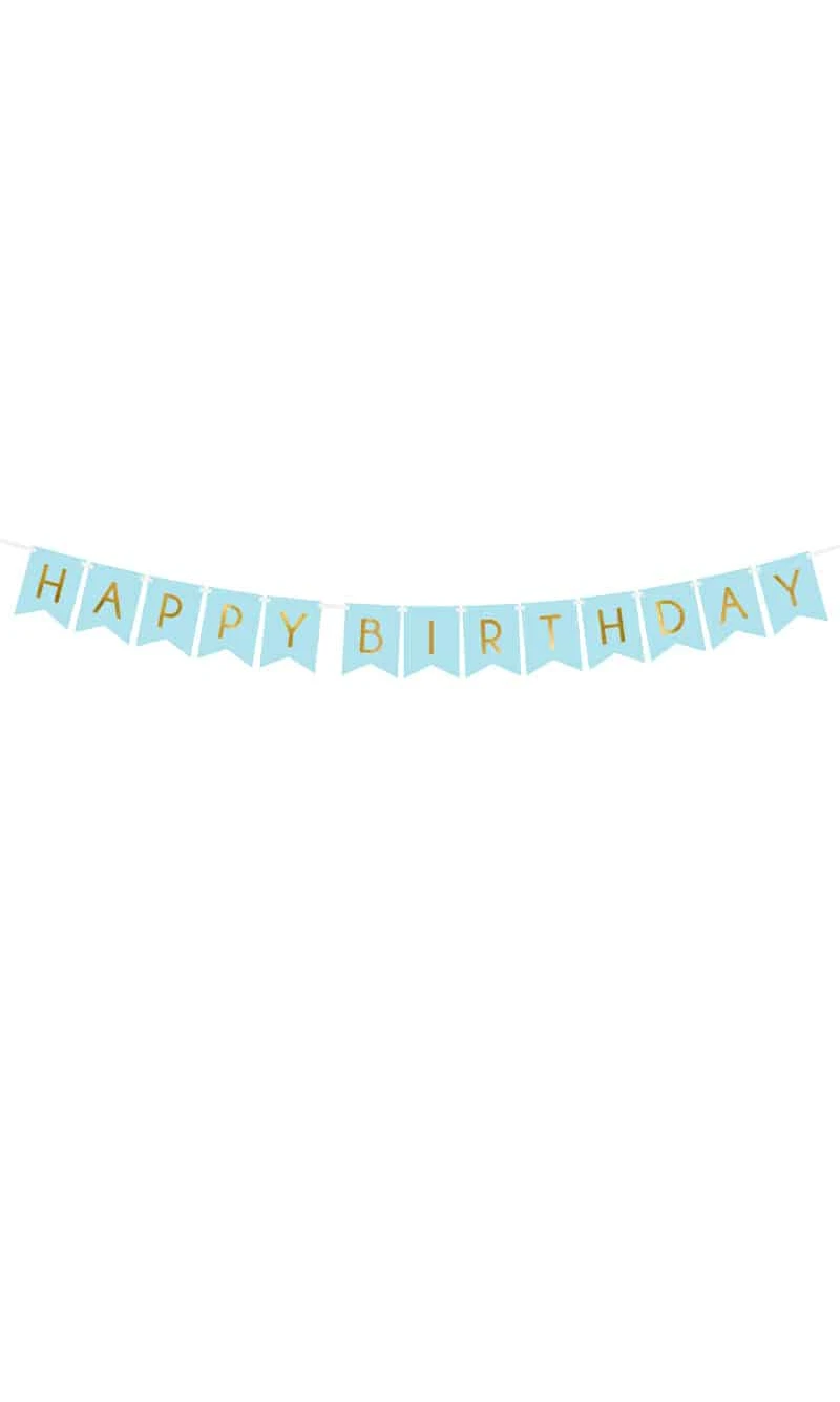 Banner Happy Birthday, Light Blue, 15 x 175 cm
