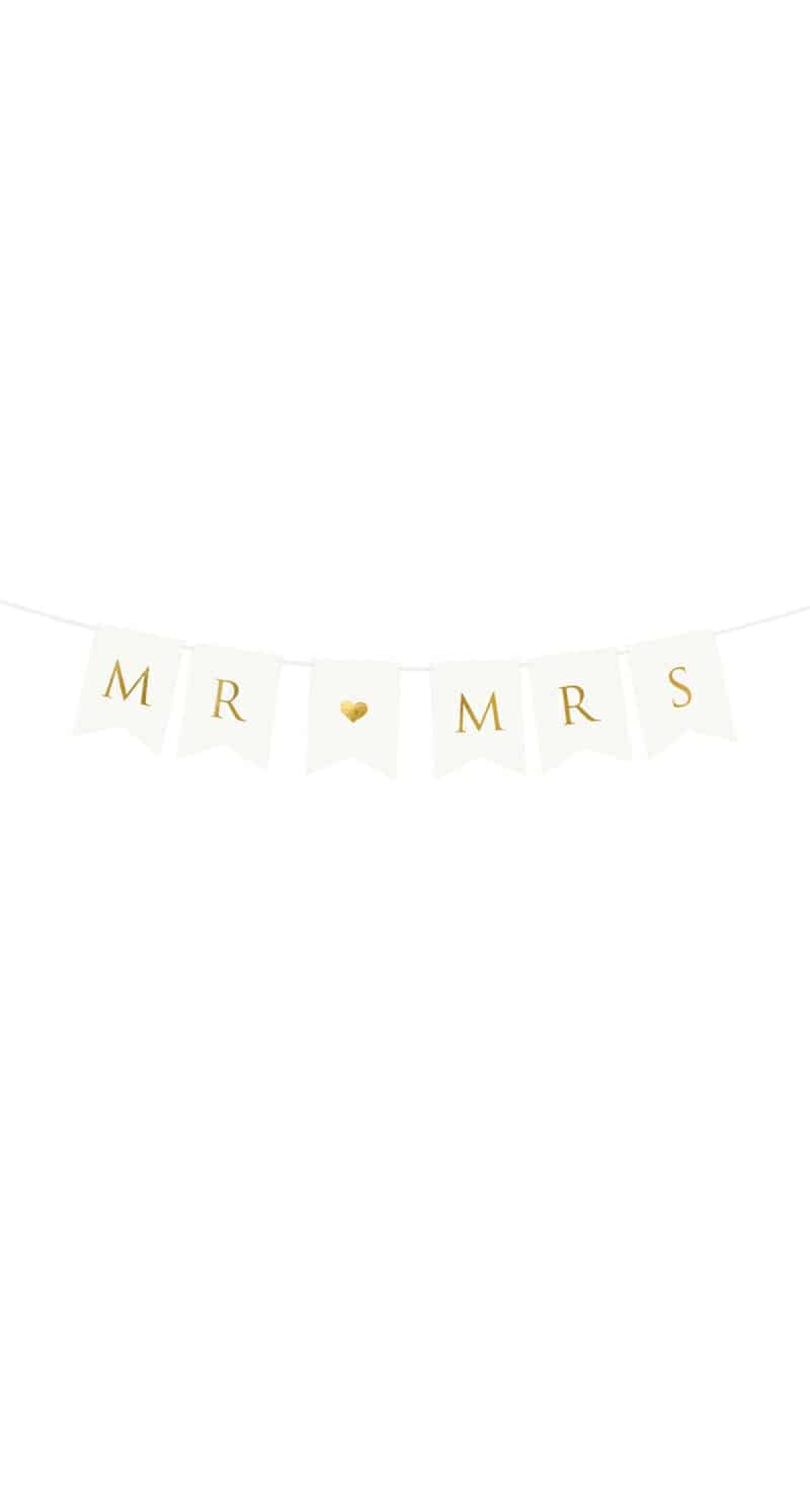 Banner Mr Mrs, White, 15 x 85 cm