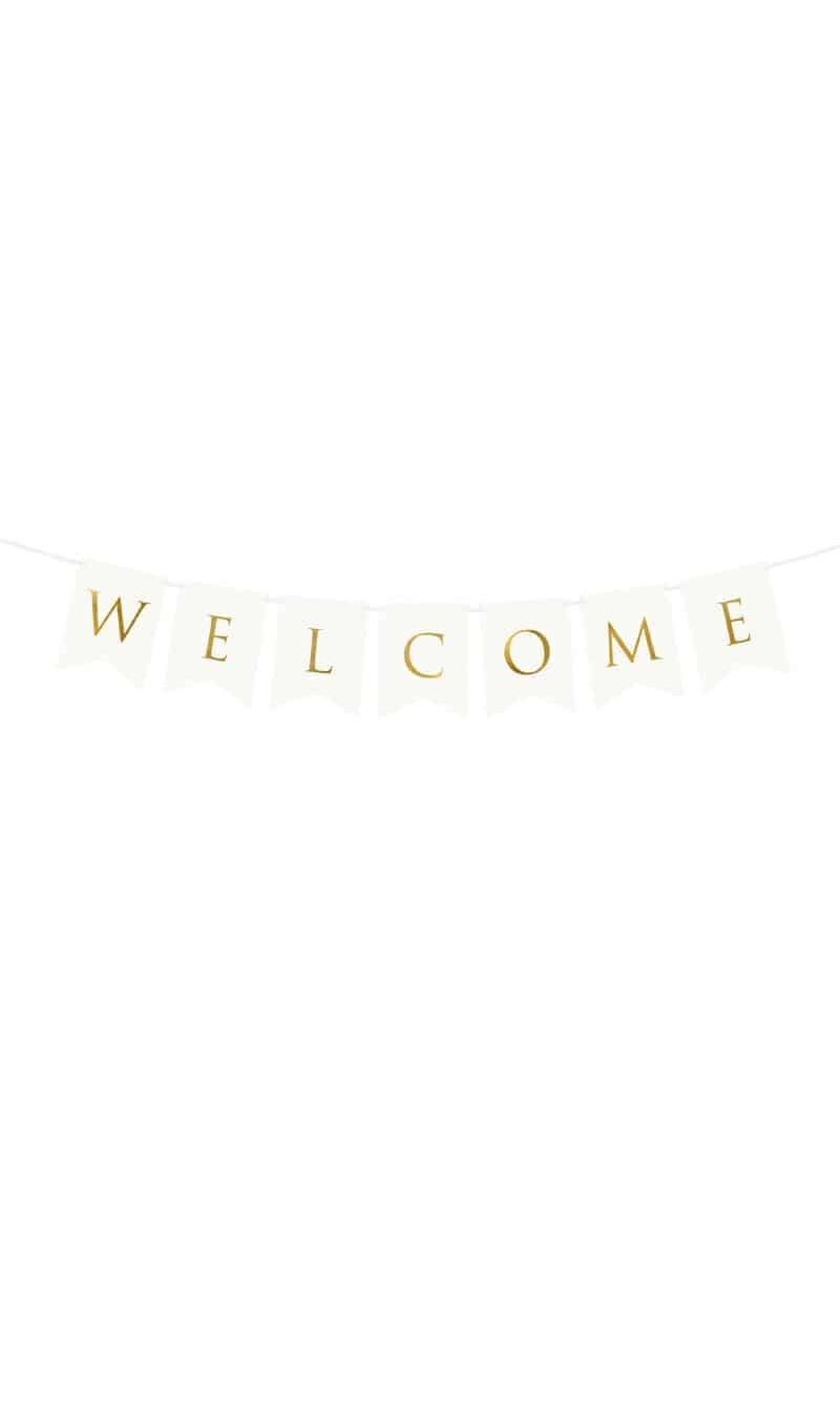 Banner Welcome, White, 15 x 95 cm