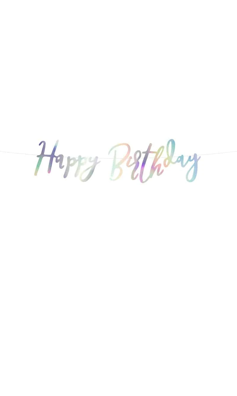Banner Happy Birthday, Iridescent, 16.5x62cm