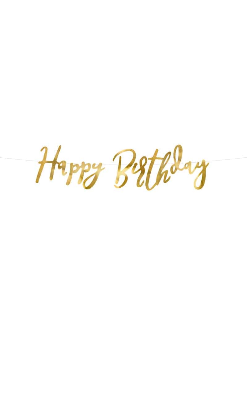 Banner Happy Birthday, Gold, 16.5x62cm