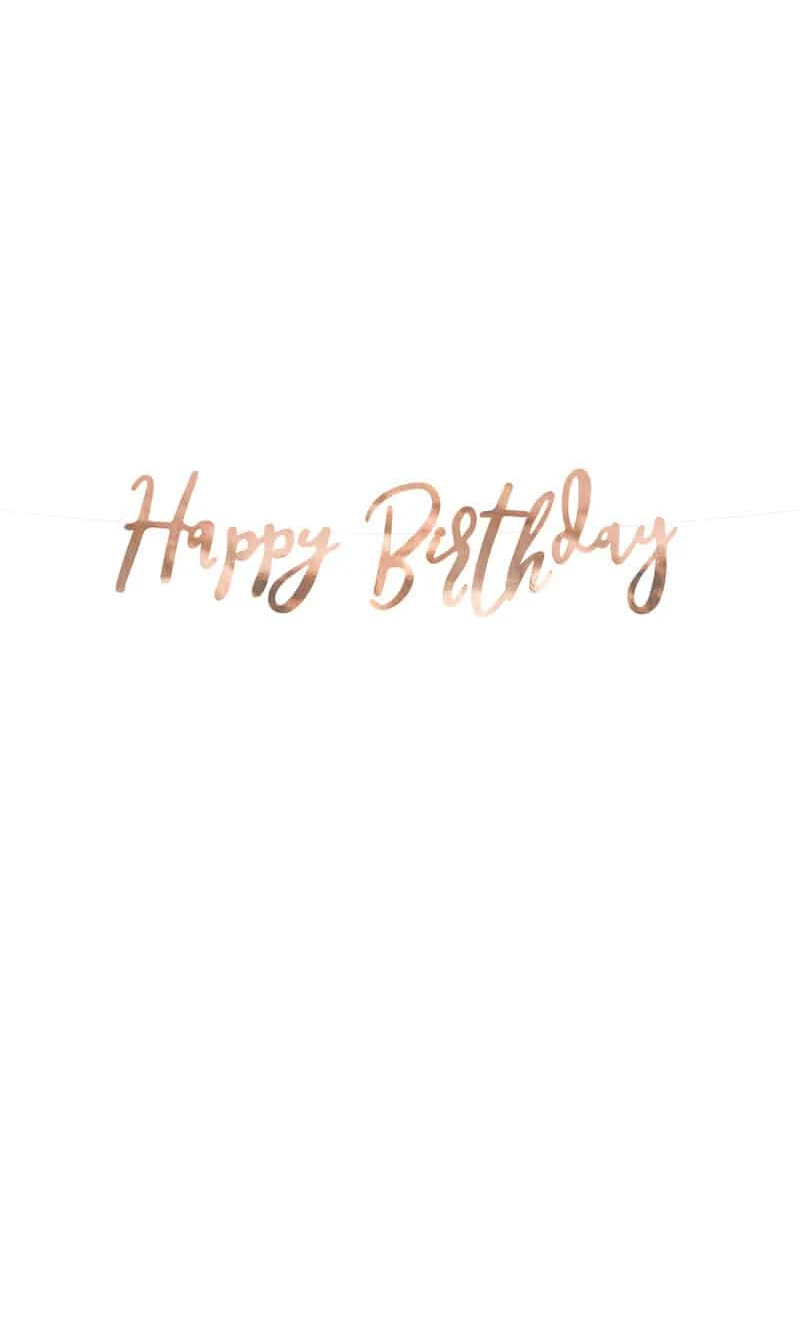 Banner Happy Birthday, Rose Gold, 16.5x62cm
