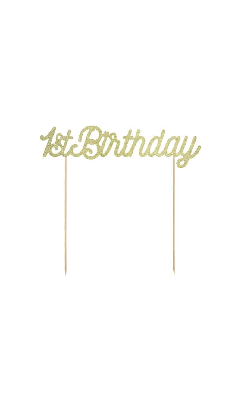 Cake Topper 1st Birthday, Gold