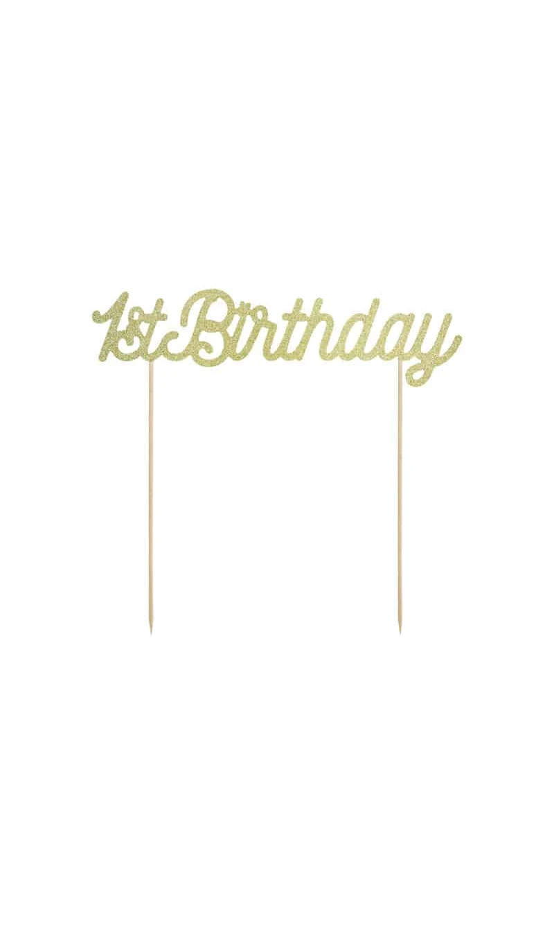 Cake Topper 1st Birthday, Gold