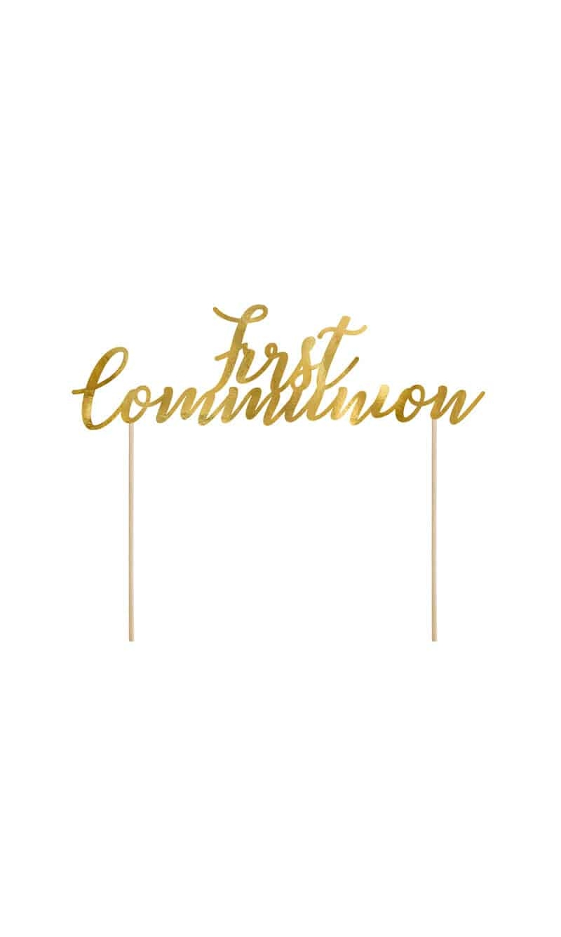 Cake Topper First Communion, Gold, 21cm