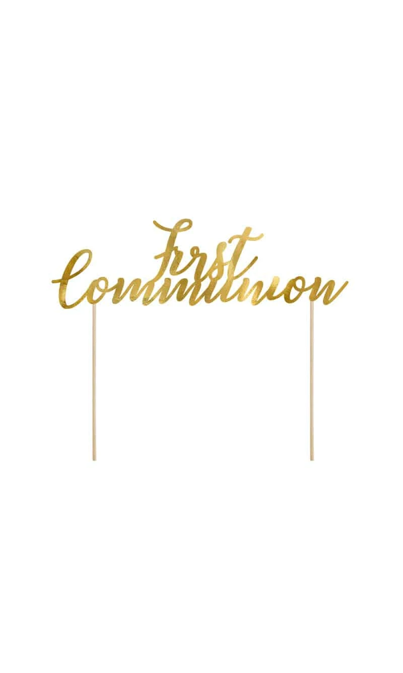 Cake Topper First Communion, Gold, 21cm