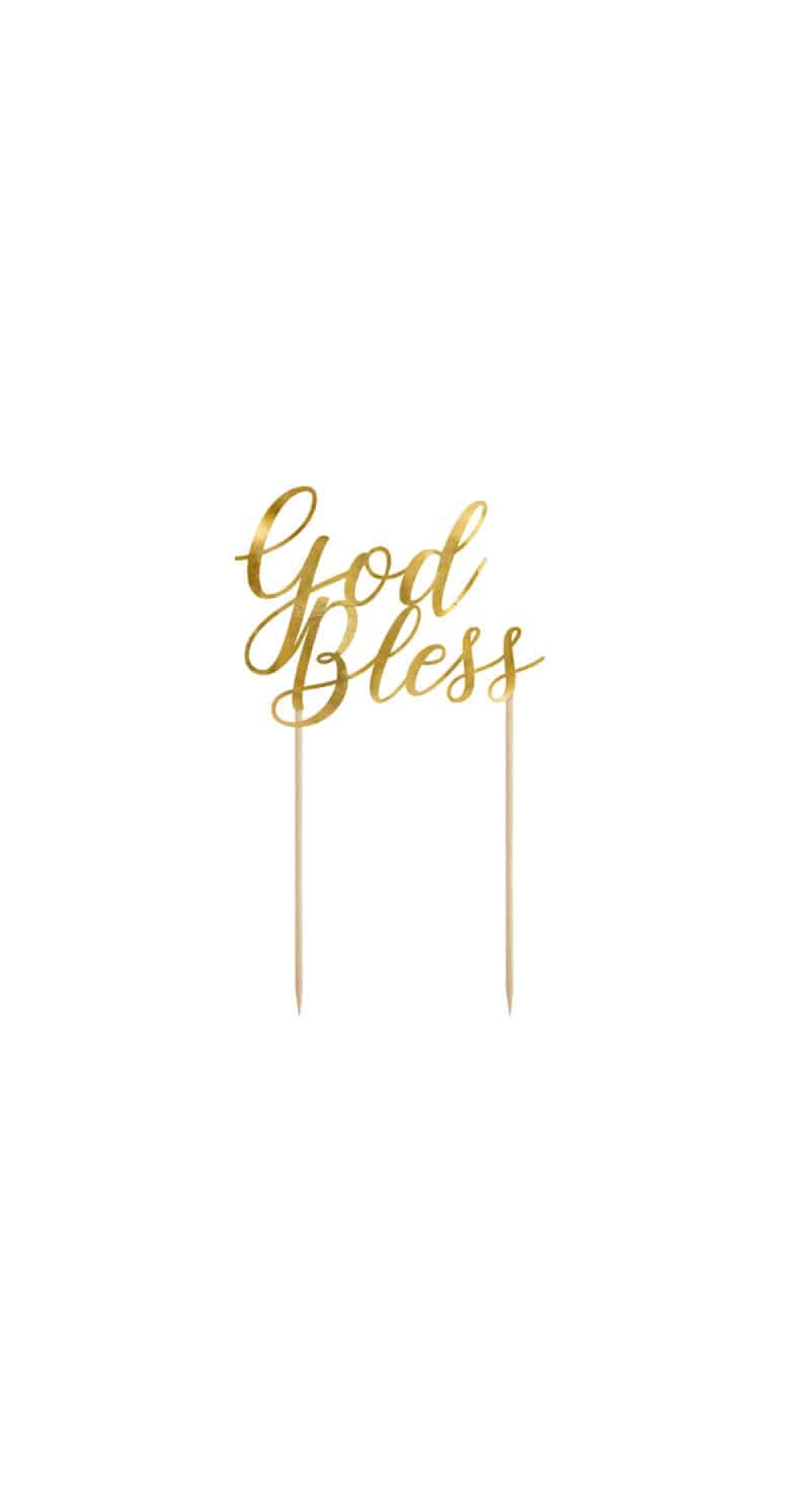 Cake Topper God Bless, Gold, 27.5cm