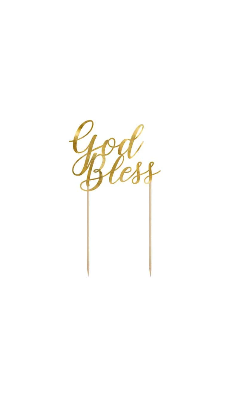 Cake Topper God Bless, Gold, 27.5cm