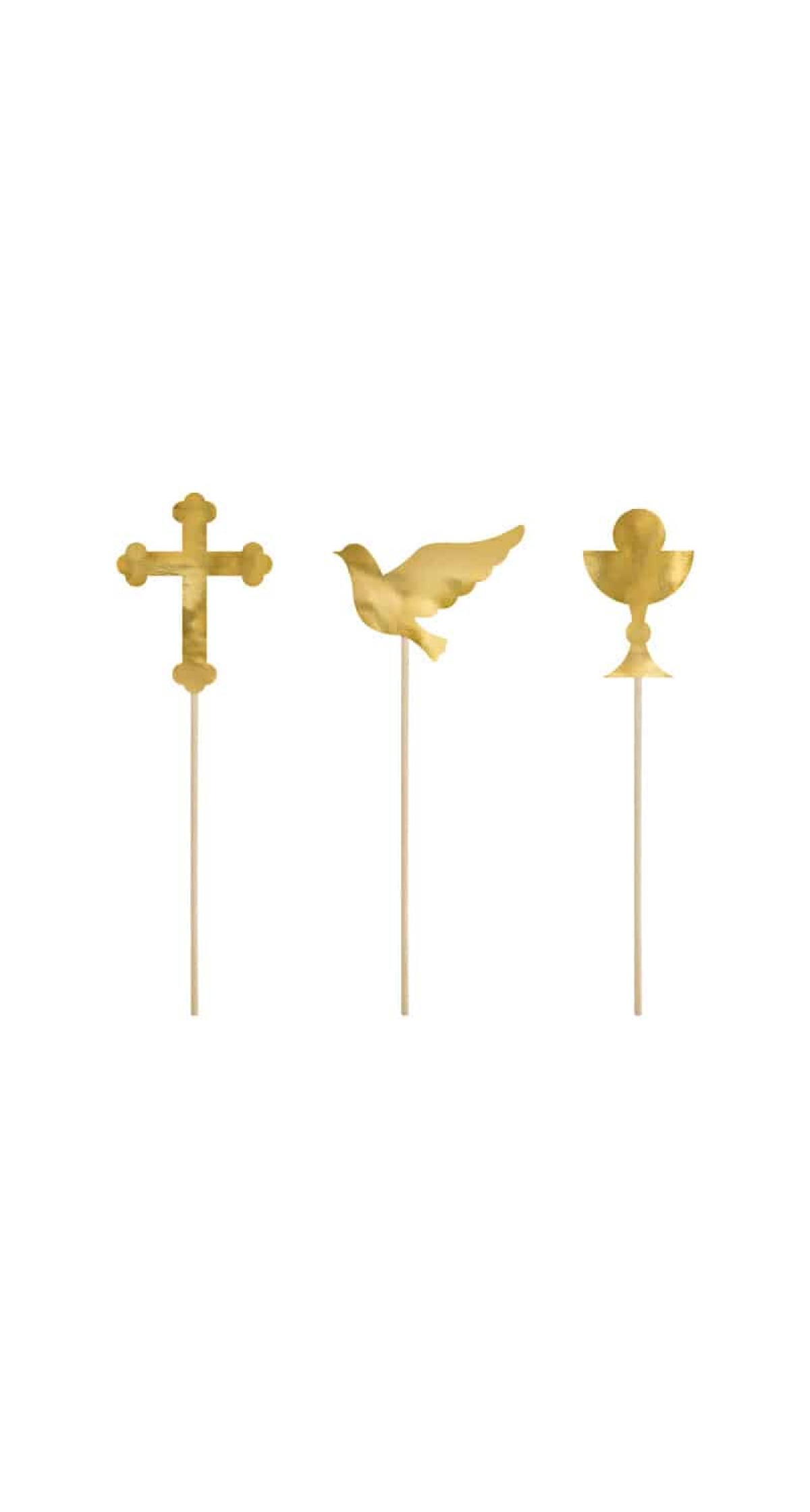 Cake Toppers First Communion, Gold, 31.5cm (1 pkt / 6 pc.)