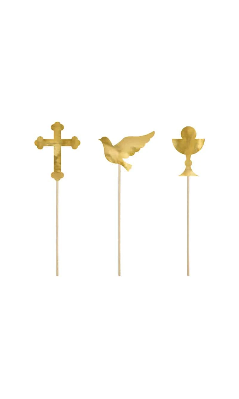 Cake Toppers First Communion, Gold, 31.5cm (1 pkt / 6 pc.)