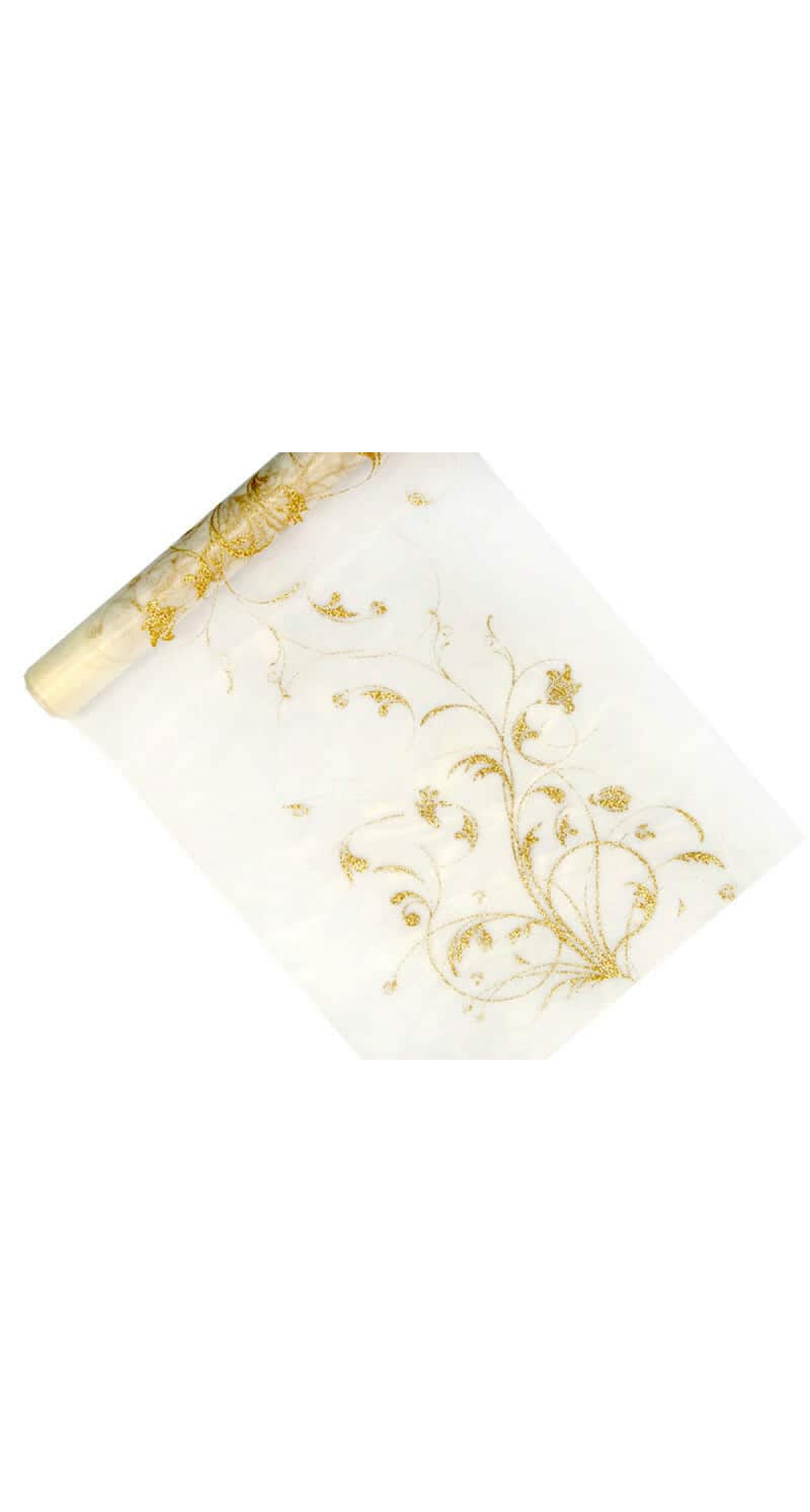 Table Runner - Printed Organza, Cream, 0.36 x 9M