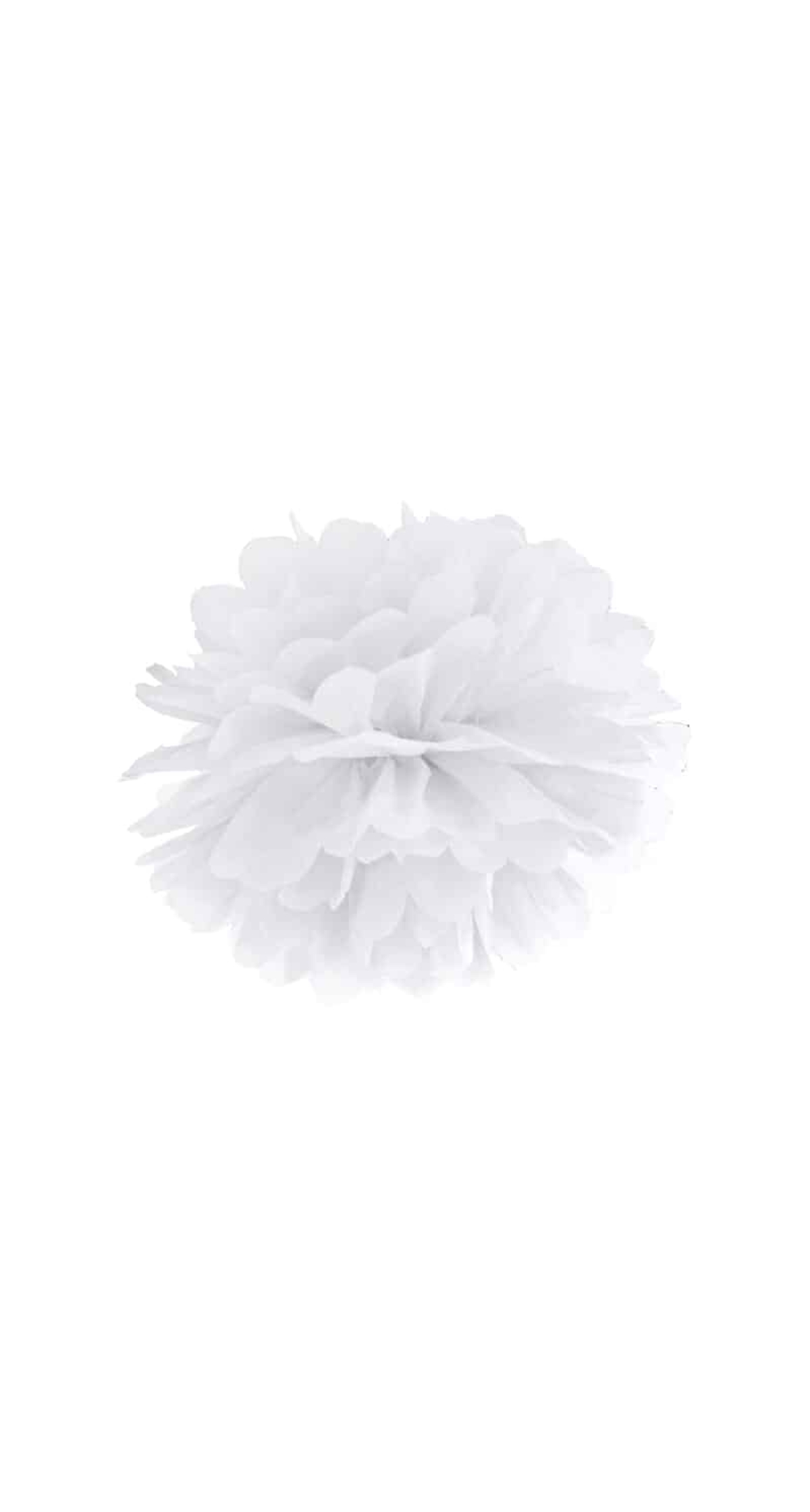 Tissue Paper Pompom, White, 25cm
