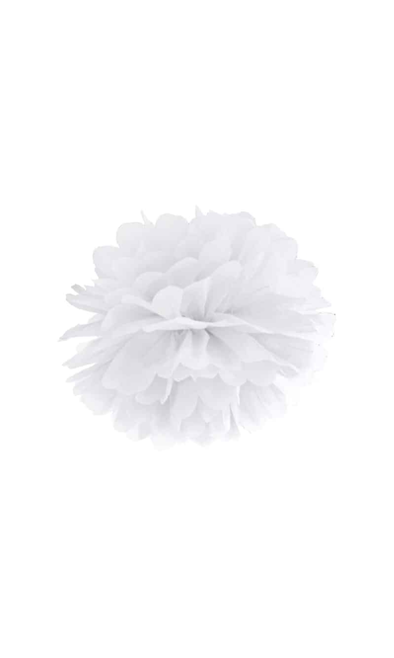 Tissue Paper Pompom, White, 25cm