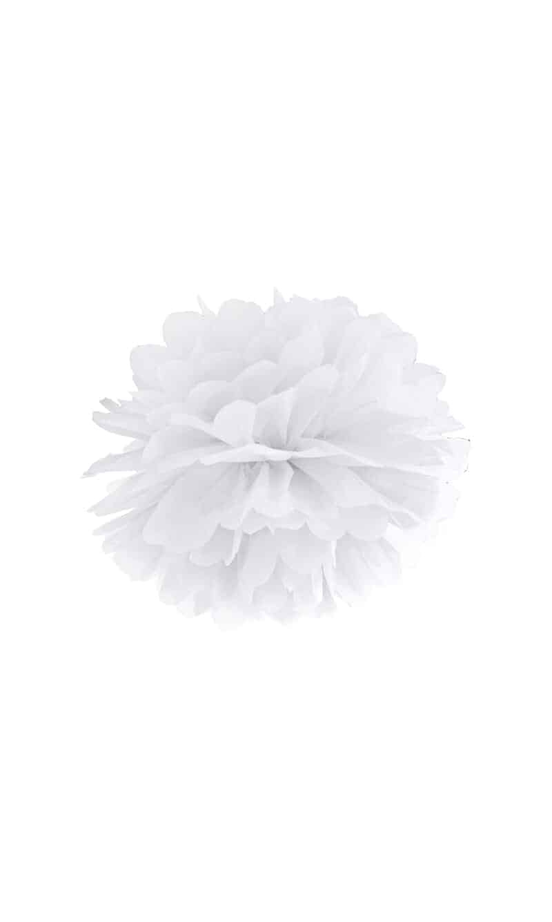 Tissue Paper Pompom, White, 35cm