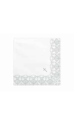 Napkins First Communion / Confirmation 33x33cm, Silver (1 pkt / 20 pc.)