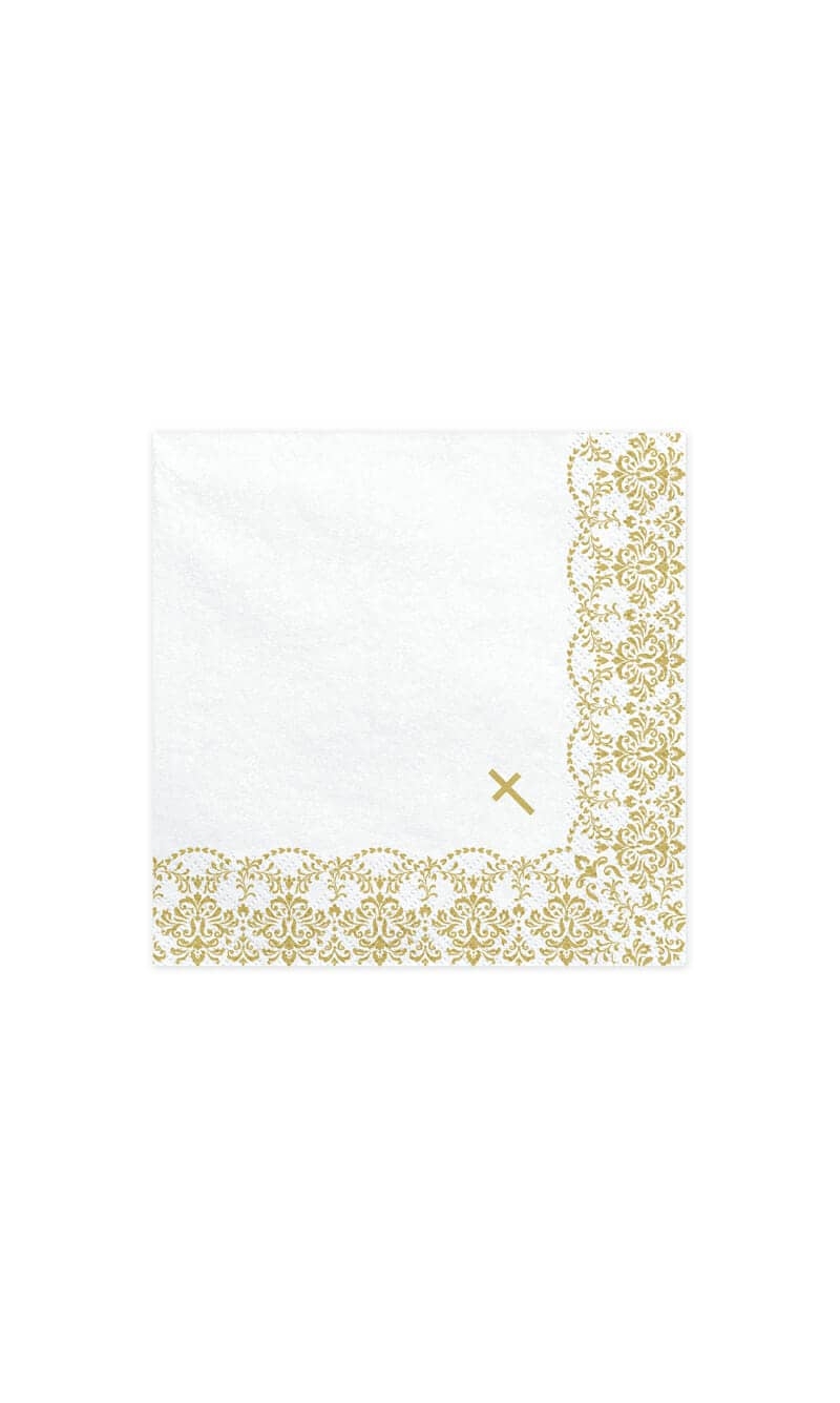 Napkins First Communion / Confirmation 33x33cm, Gold (1 pkt / 20 pc.)