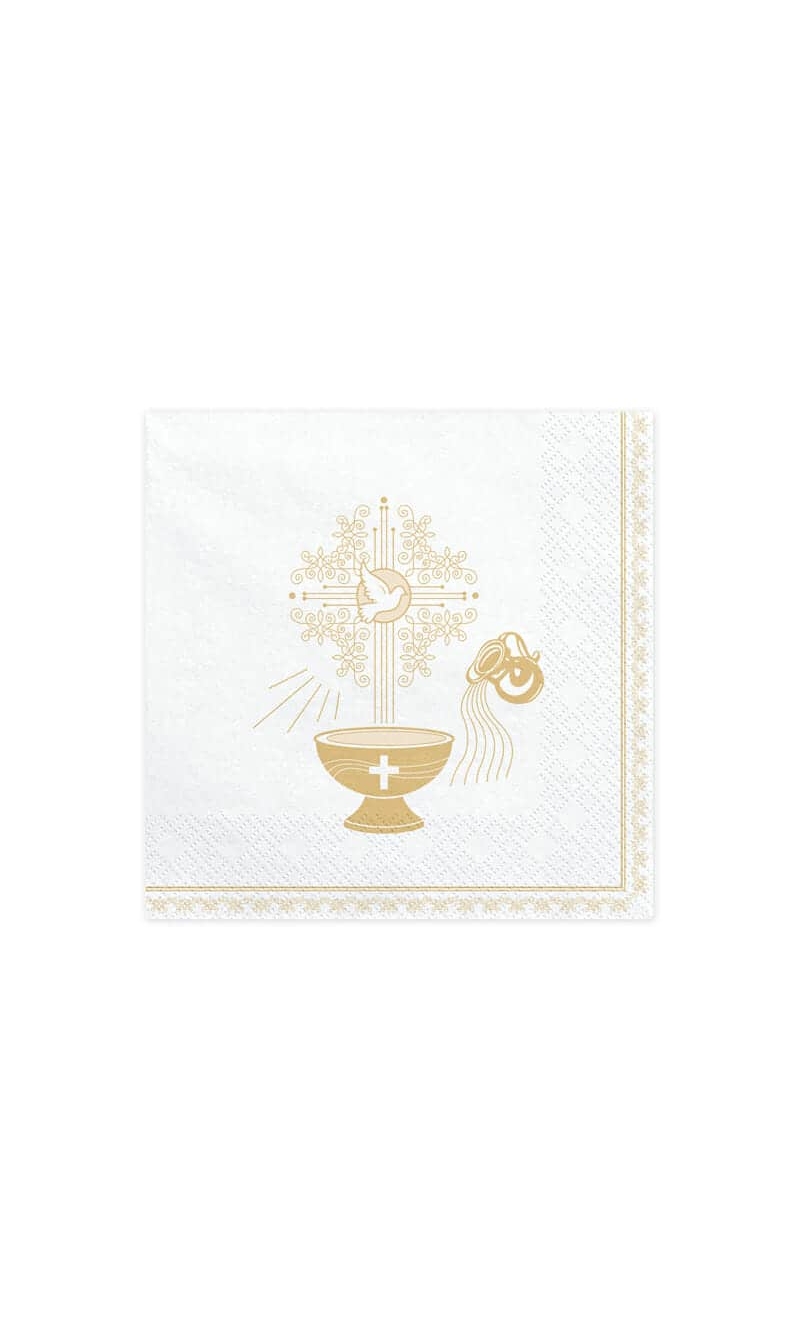 Napkins Holy Baptism, 33x33cm, Gold (1 pkt / 20 pc.)