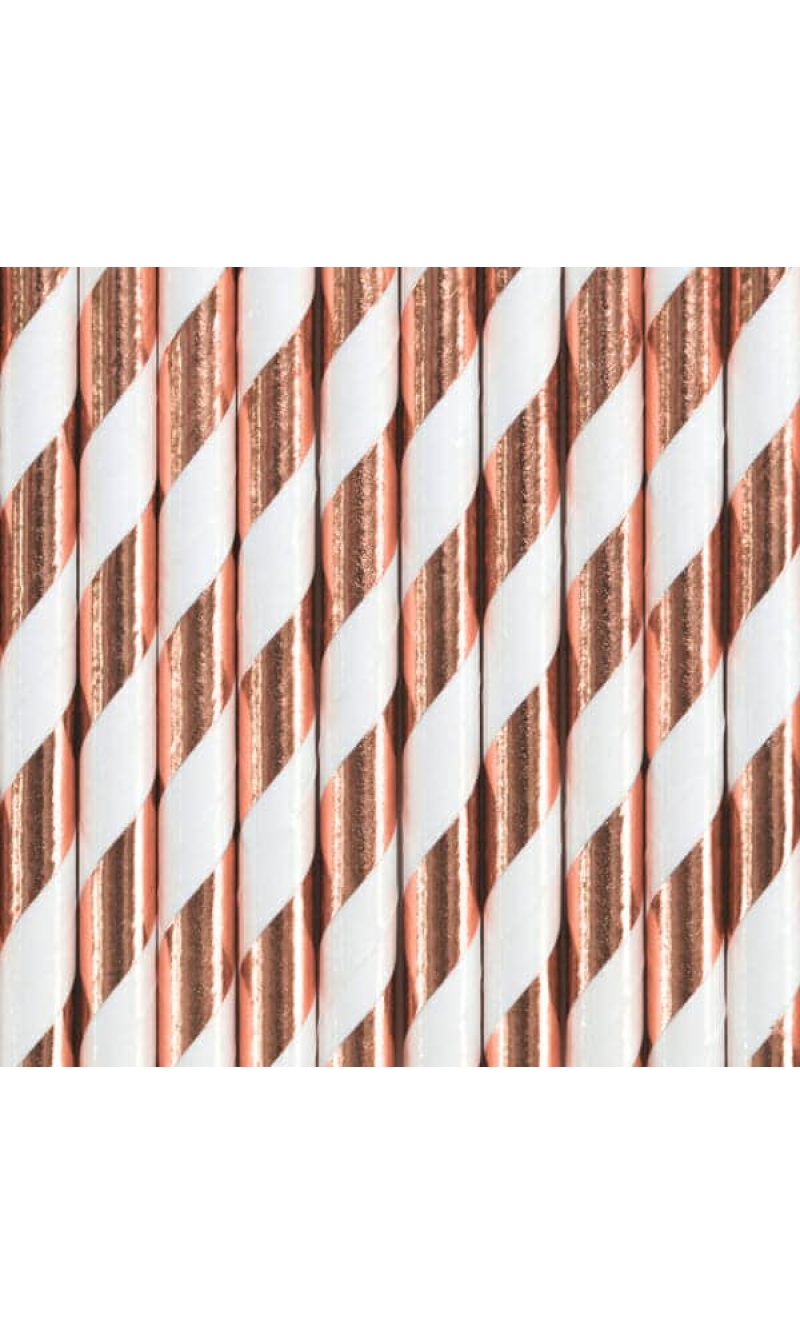 Paper Straws, Light Rose Gold, 19.5cm (1 pkt / 10 pc.)