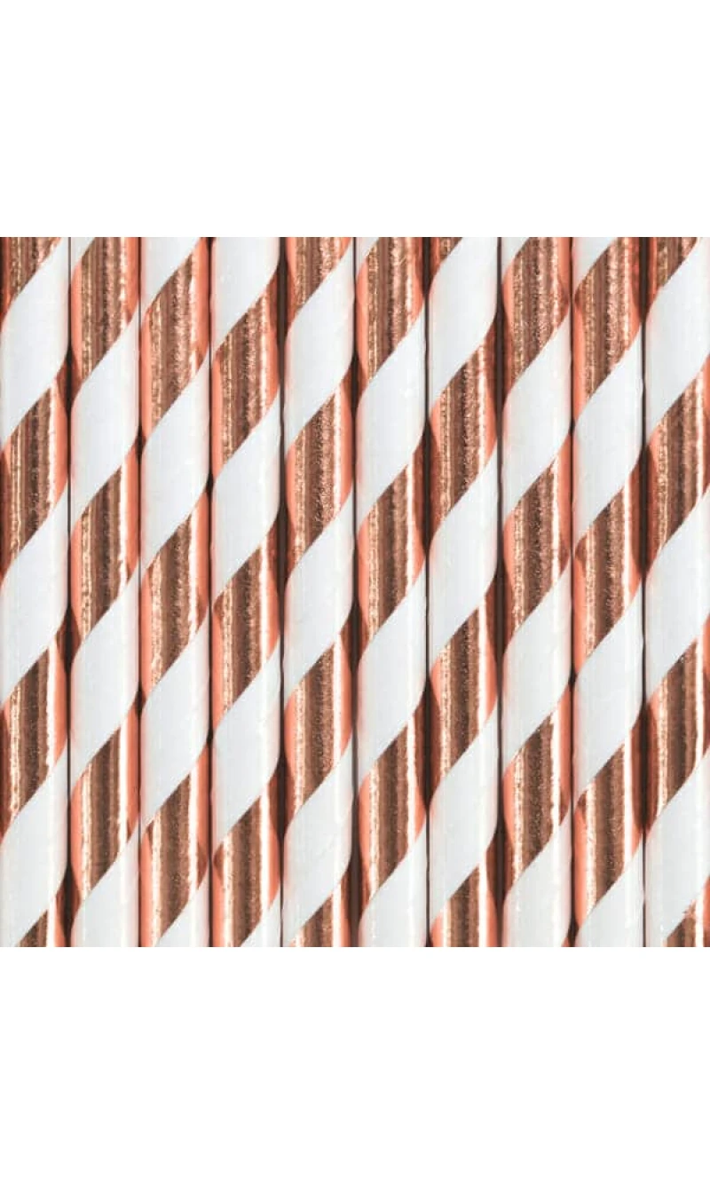 Paper Straws, Light Rose Gold, 19.5cm (1 pkt / 10 pc.)