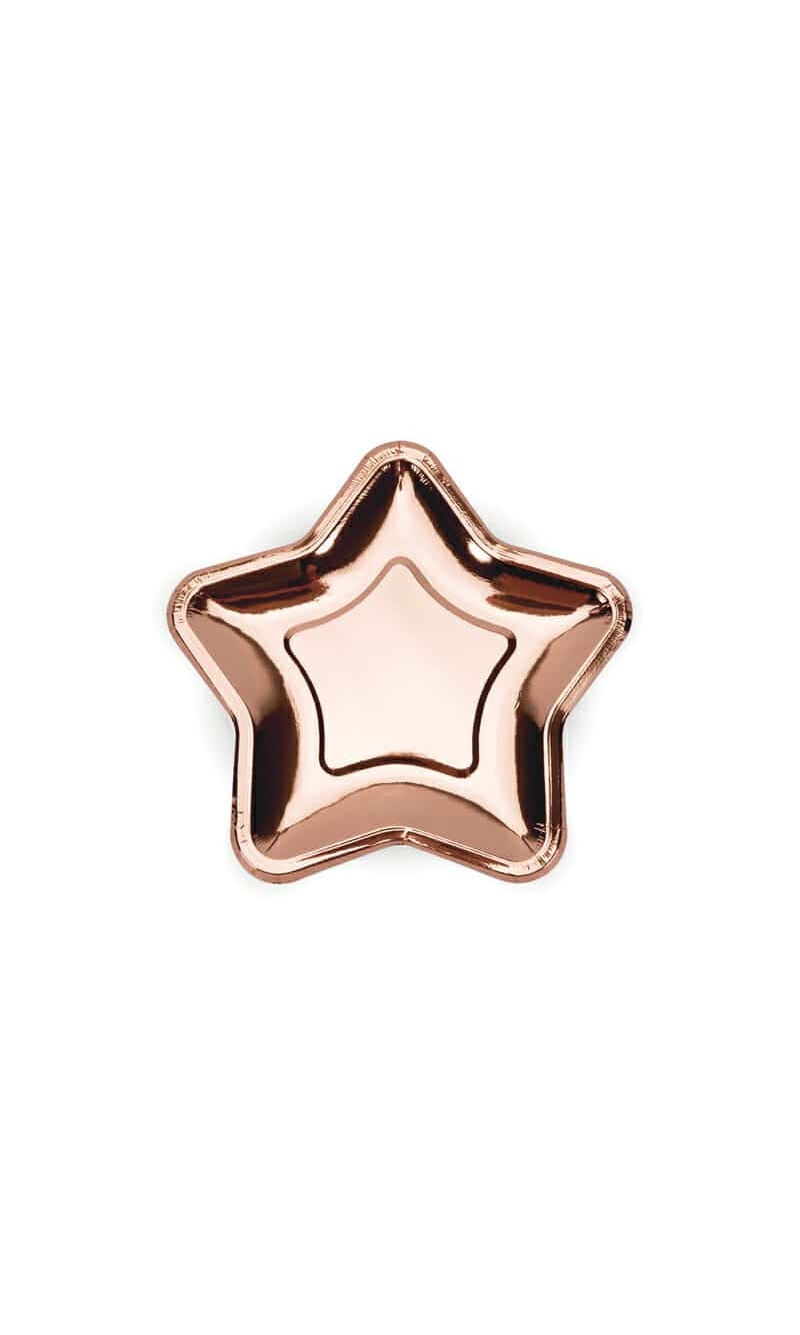 Paper Plates Star, Rose Gold, 18cm (1 pkt / 6 pc.)