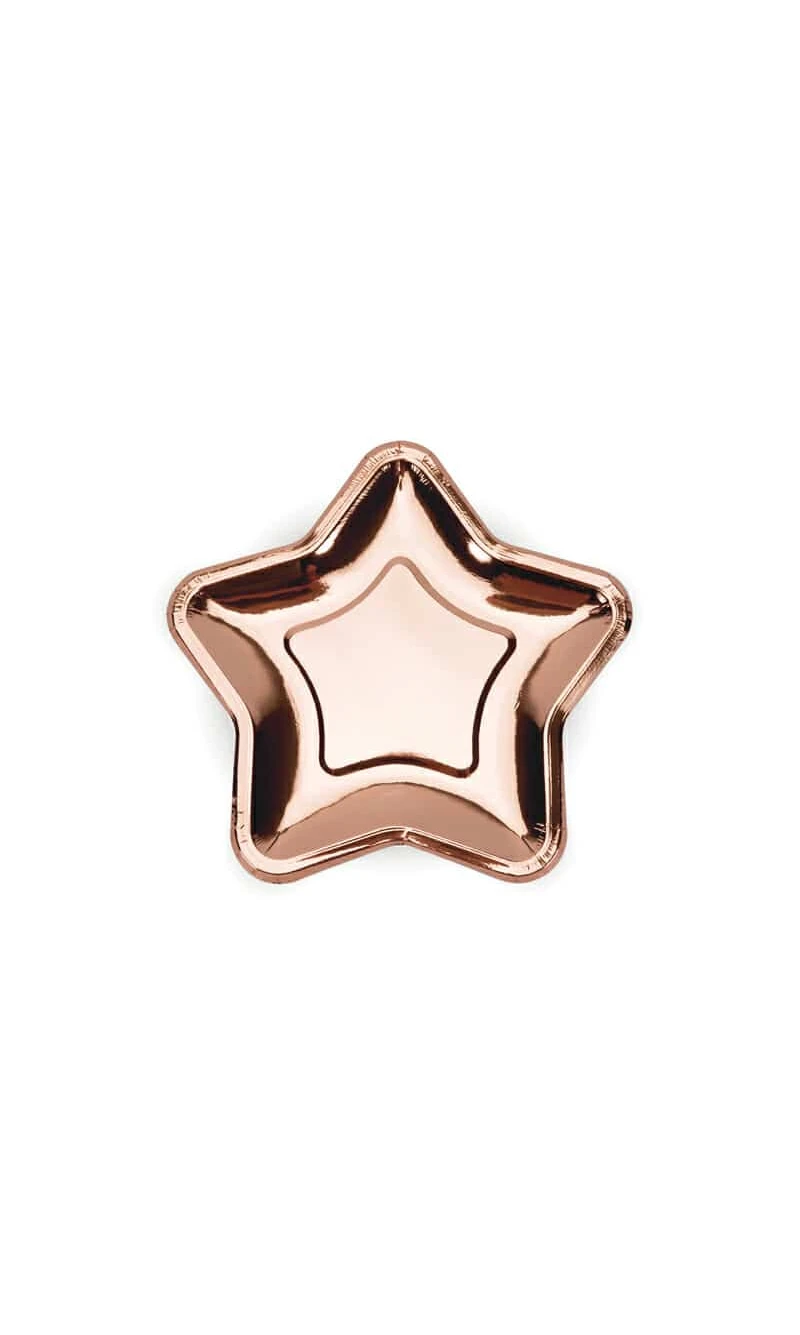 Paper Plates Star, Rose Gold, 18cm (1 pkt / 6 pc.)