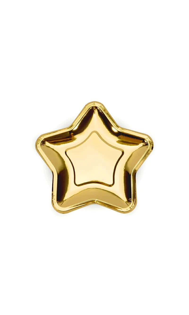 Paper Plates Star, Gold, 18cm (1 pkt / 6 pc.)