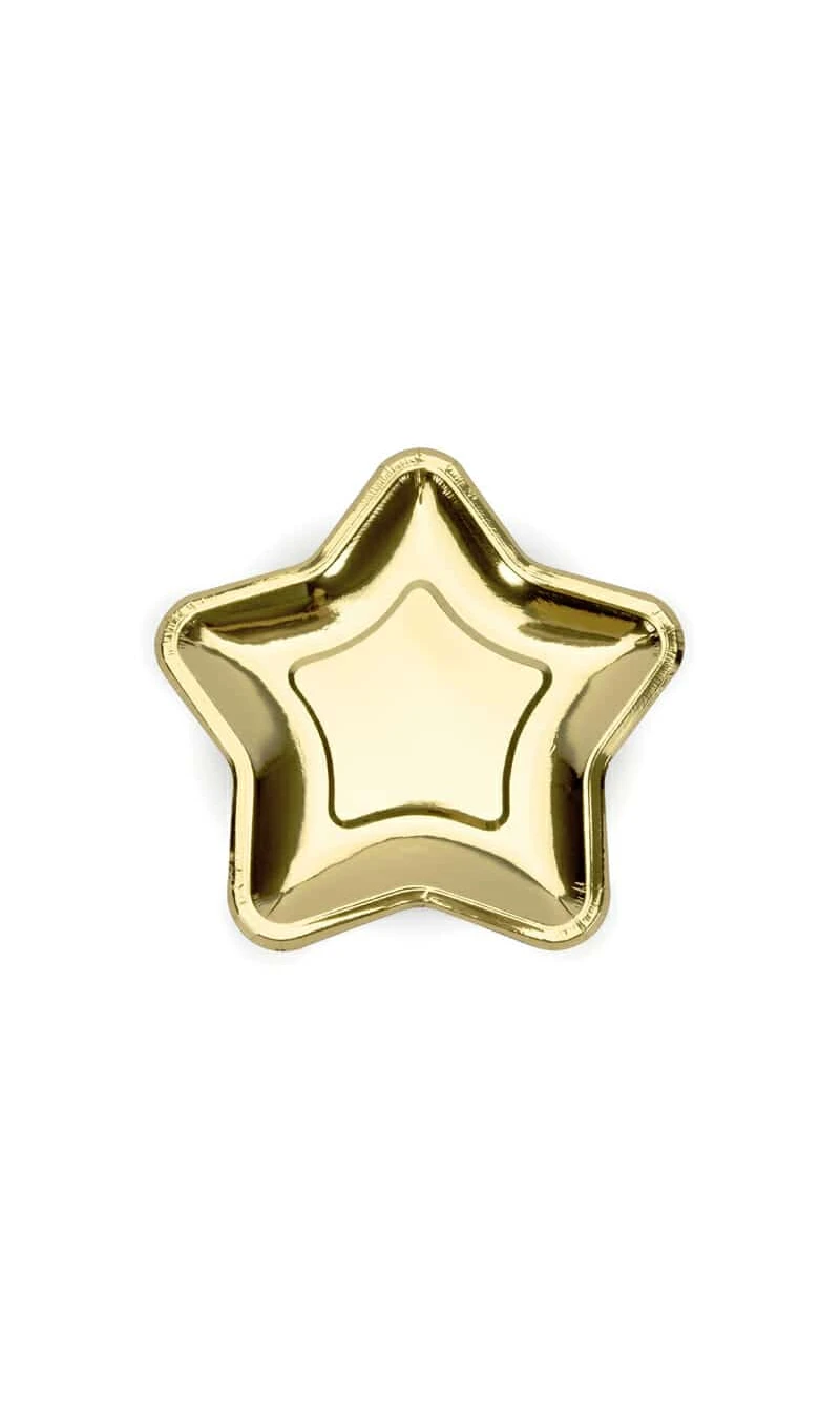 Paper Plates Star, Gold, 23cm (1 pkt / 6 pc.)