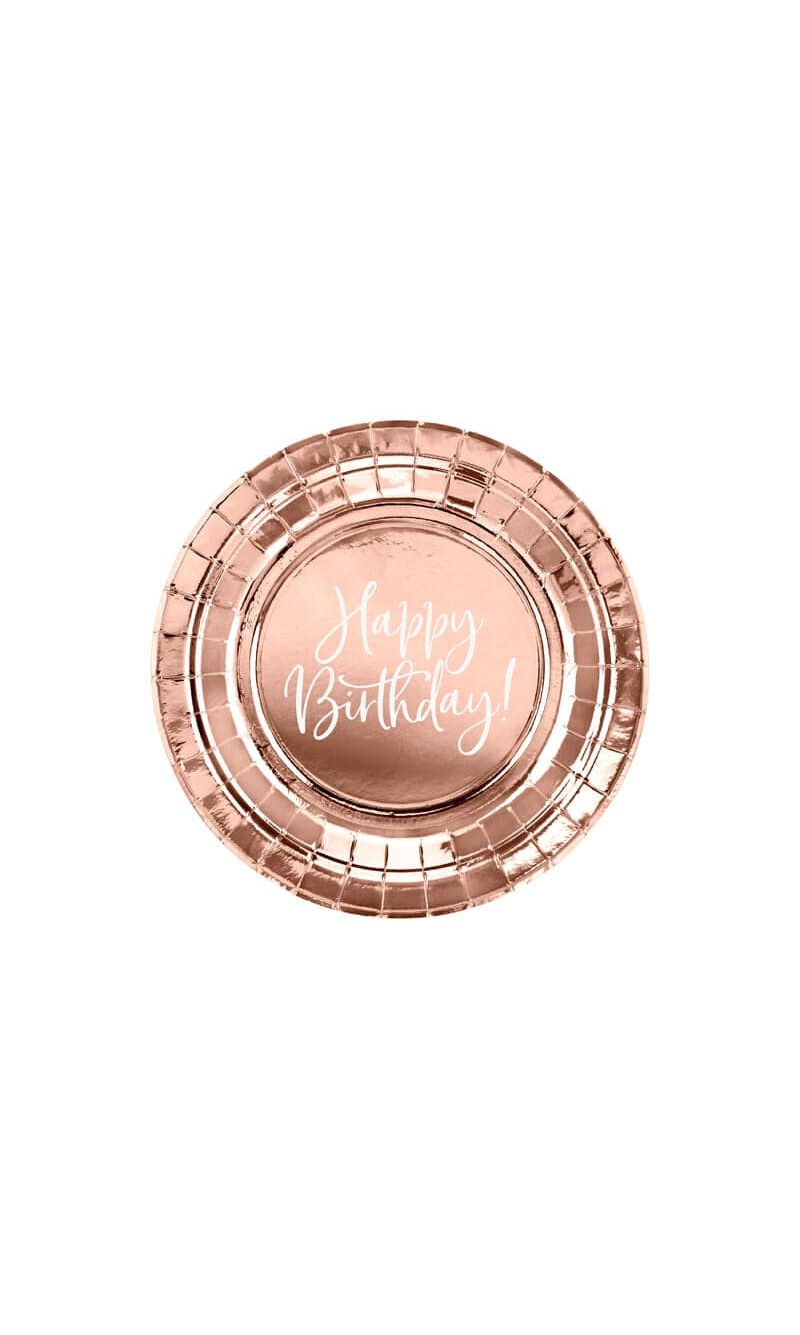 Plates Happy Birthday!, Rose Gold, 18cm (1 pkt / 6 pc.)