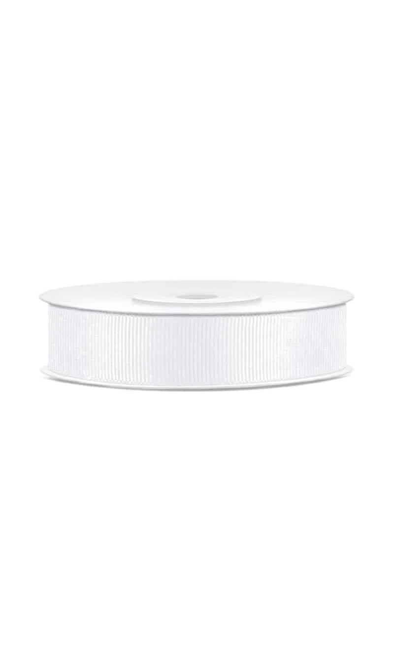 Grosgrain Ribbon, White, 15mm (Sold Per Metre)